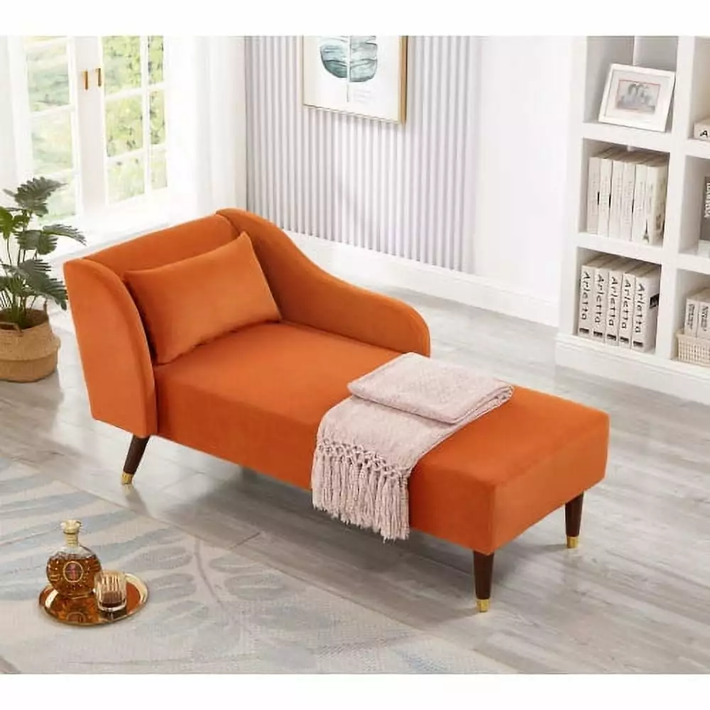 Jolly Jaunts Chaise Lounge Indoor Modern Upholstered Recliner Serpentine Springs - Left Armrest Multifunctional Chair