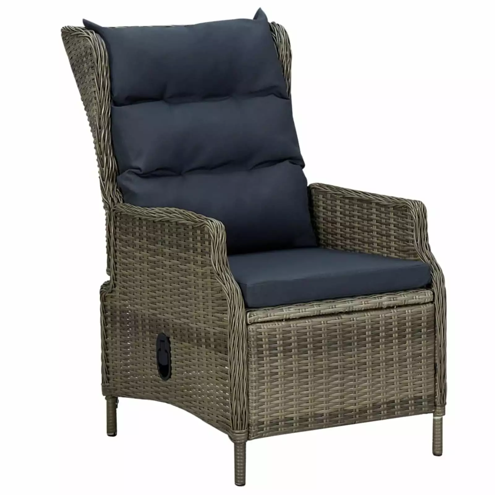 Carevas Reclining Patio Chair Cushions Poly Rattan Brown Outdoor Relaxation