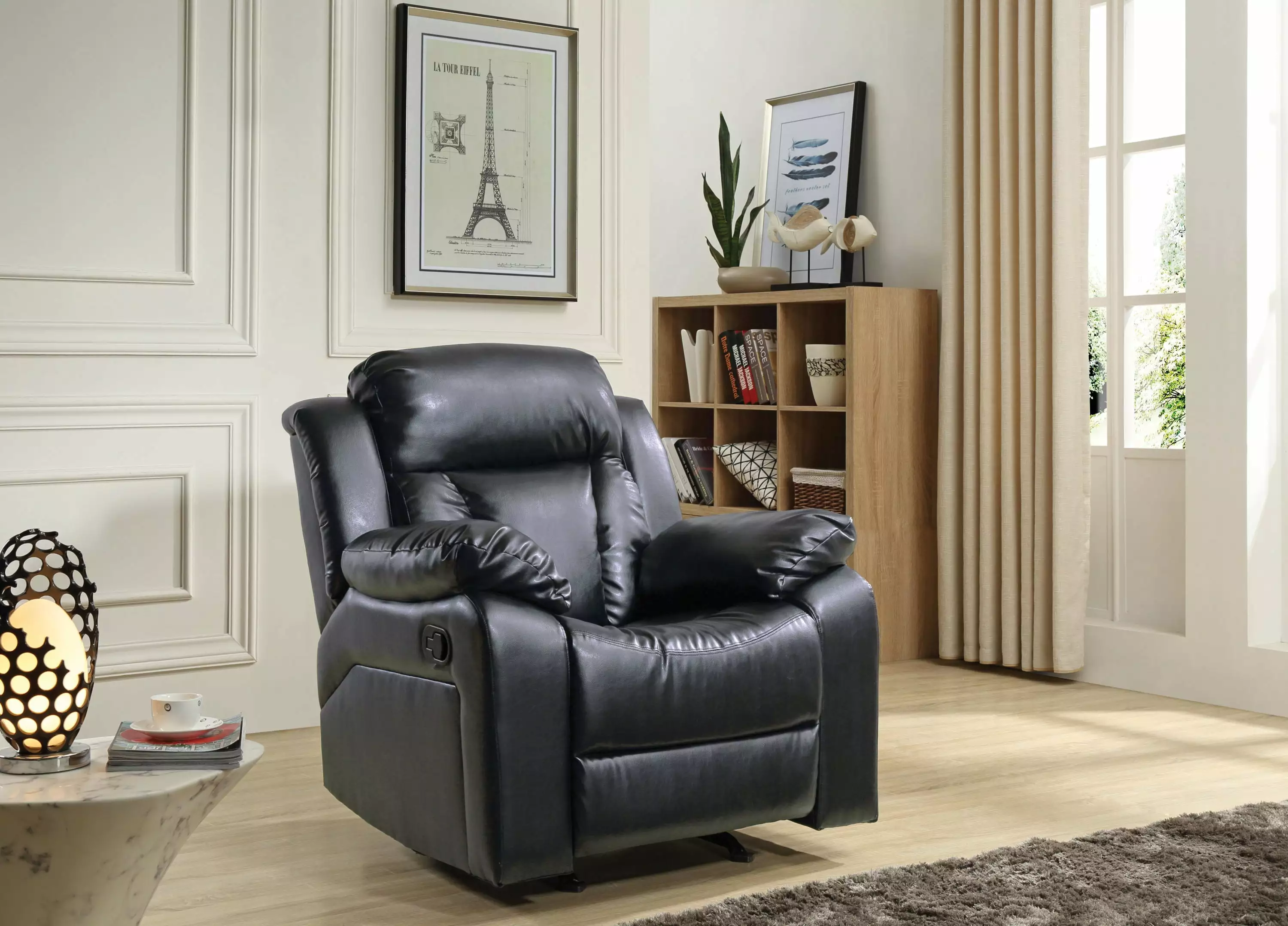 Daria Rocker Recliner - Black Comfortable Rocking Chair Go Green Woods