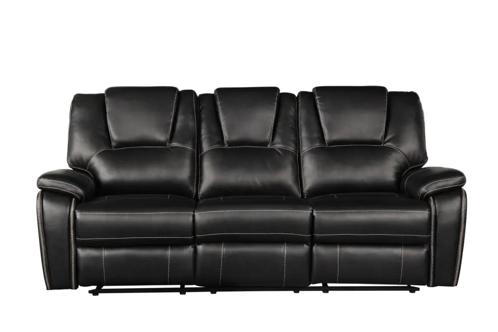 Hong Kong Power Reclining Sofa Faux Leather Black galaxy home furnishings