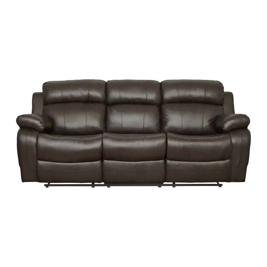 Contemporary Brown Faux Leather Upholstered Double Reclining Sofa kanepe