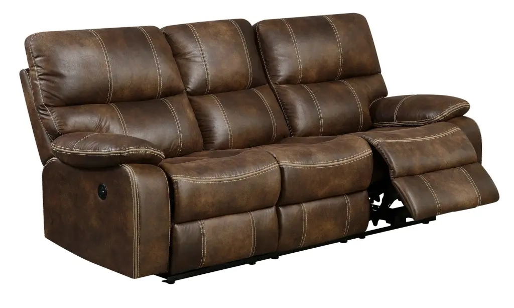 Hooper Brown Power Reclining Sofa Brown Cushion Back Foam Engineered Wood wallace - bay