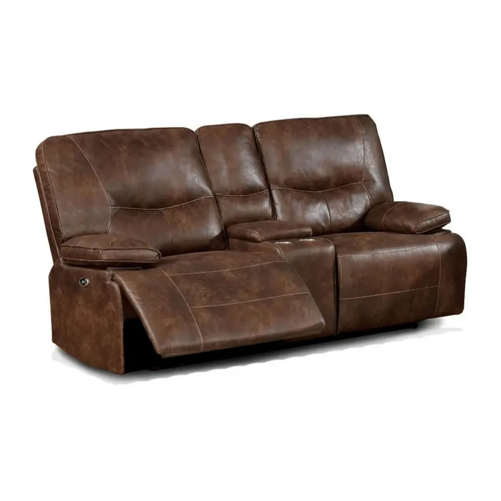 Heli 79 Inch Power Reclining Loveseat Pull Tab Footrest and USB Port Brown royal hampton