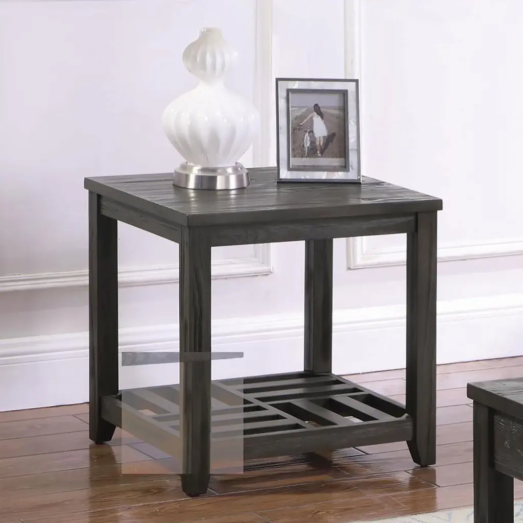 Grey Rectangular End Table Grey Gray Primary Living Space Transitional furniture max