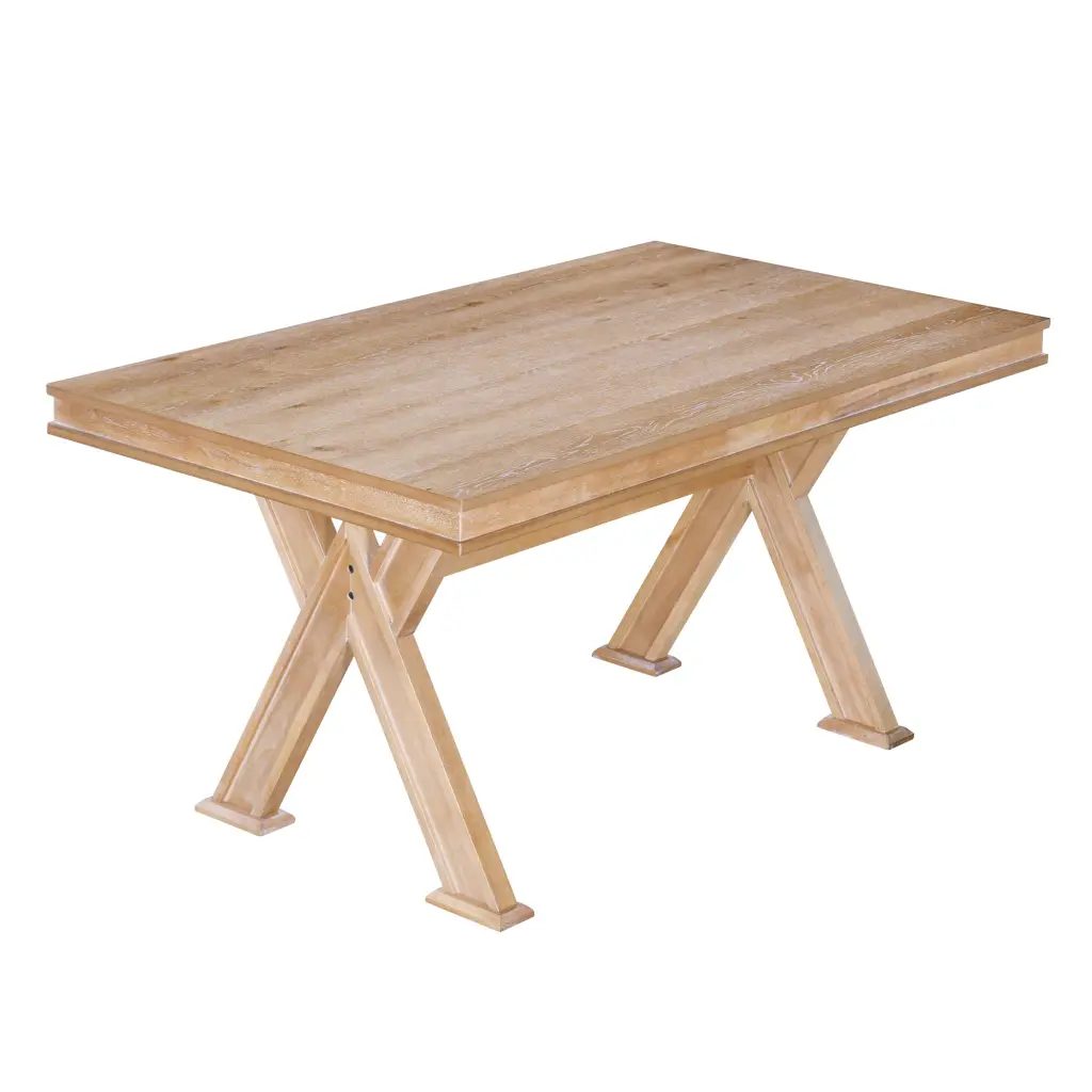 6 Piece Retro 59 Inch Rectangular Dining Table Set One Kind Leg Design trexm