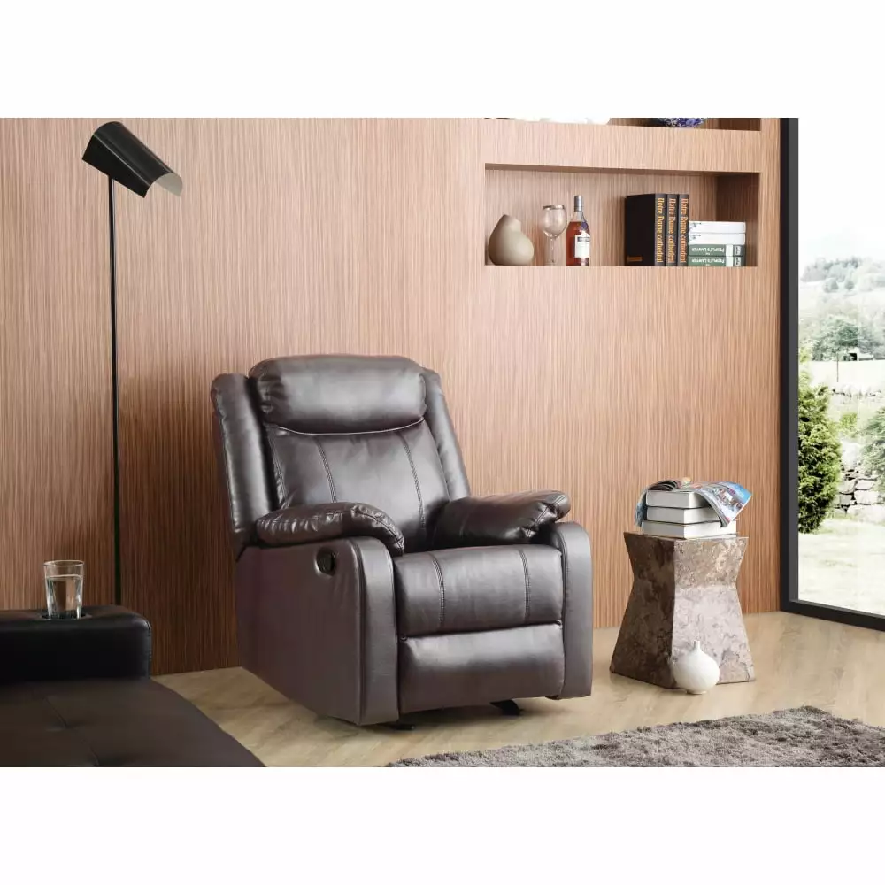 DeeHome Glory Furniture Ward G760A-RC Rocker Recliner Dark Brown Comfortable Living Room Chair