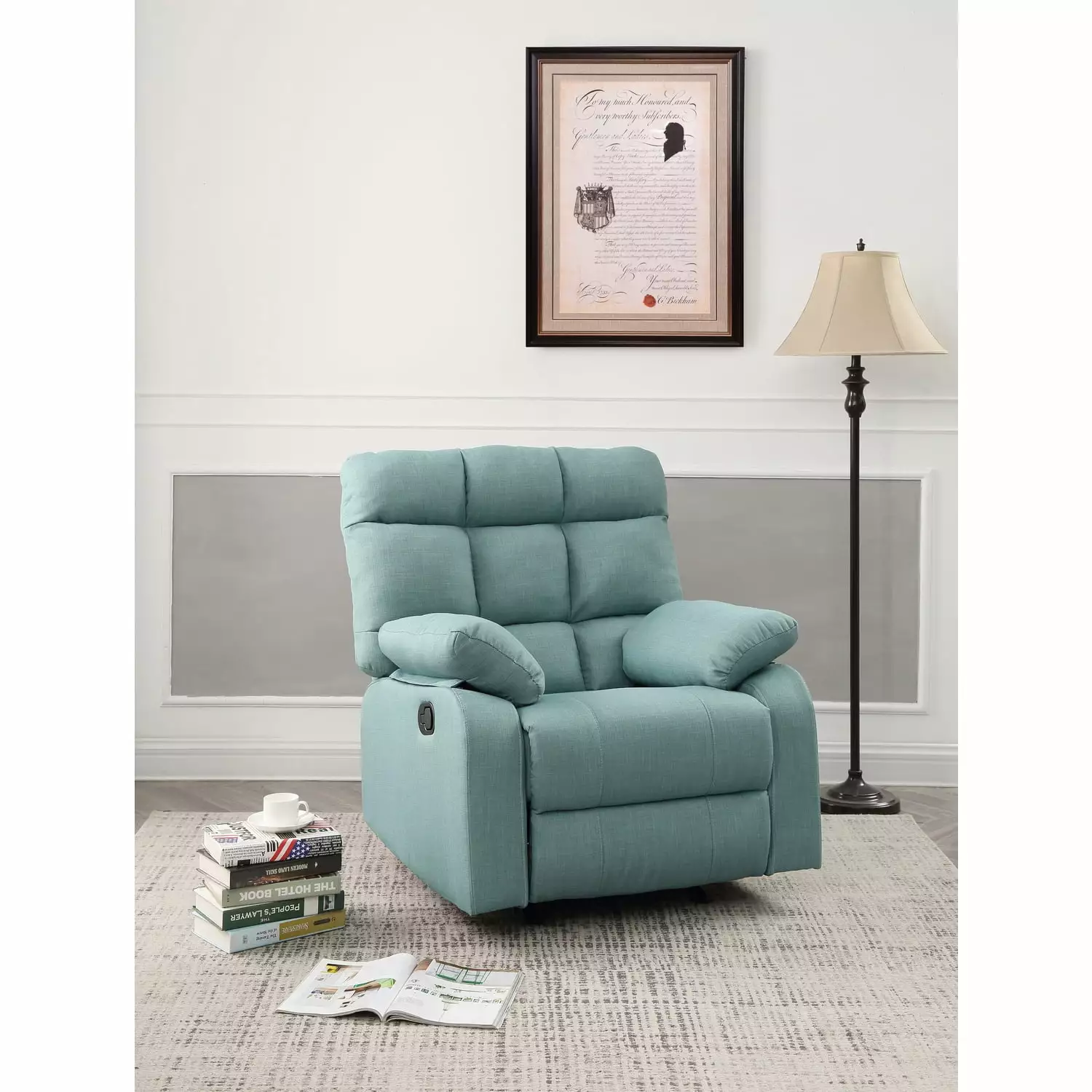 HomeStock Mediterranean Mingle Rocker Recliner Teal - Comfortable Rocking Chair Living Room