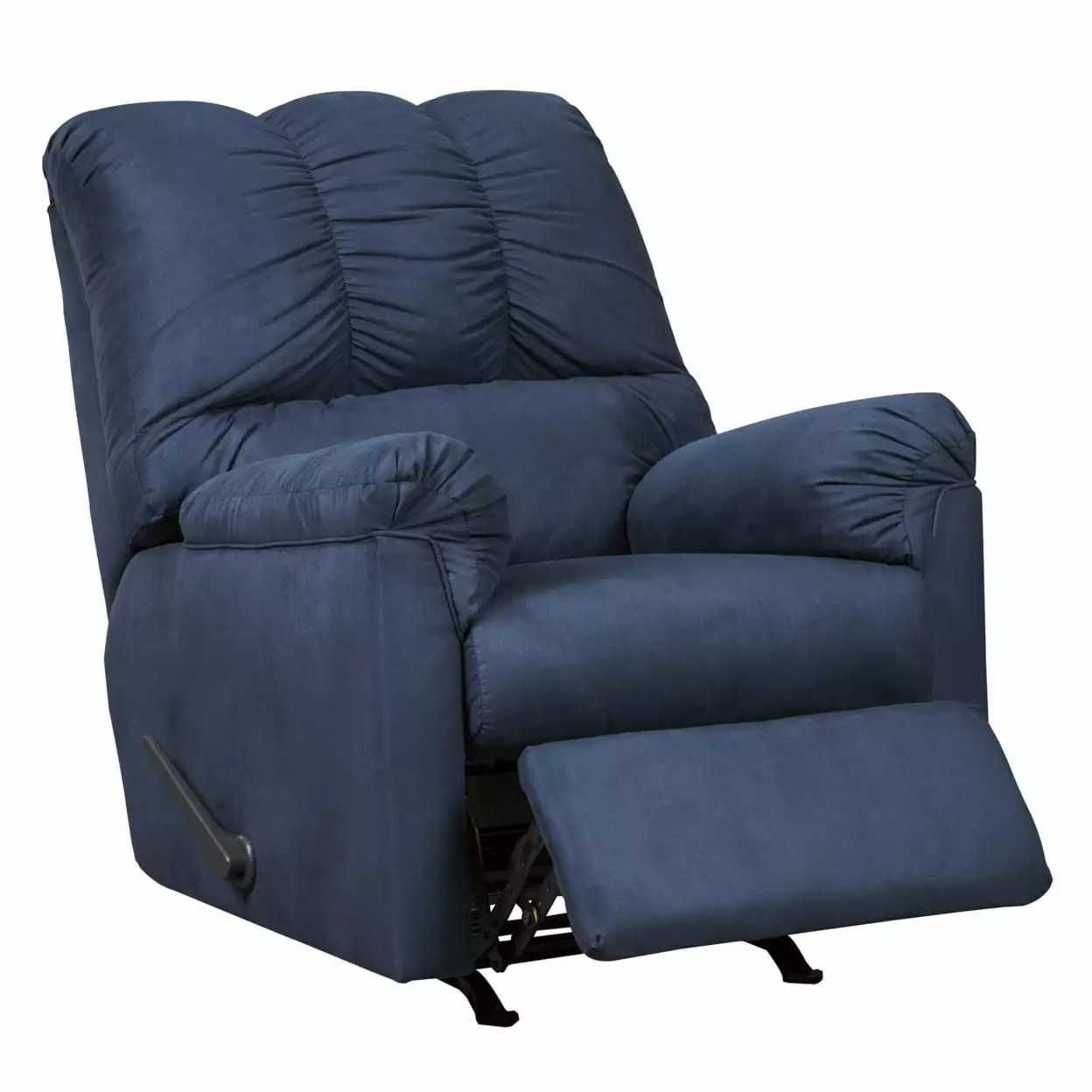 Fabric Upholstered Rocker Recliner Tufted Backrest Blue - Saltoro Sherpi