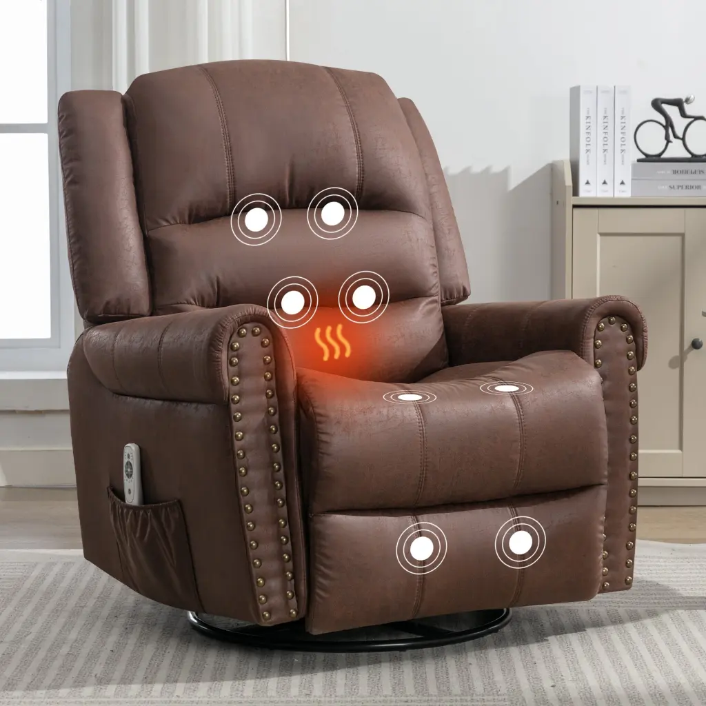 Massage Rocker Recliner Chair Oversized Adult Relaxation Chair Heat Function vanbow
