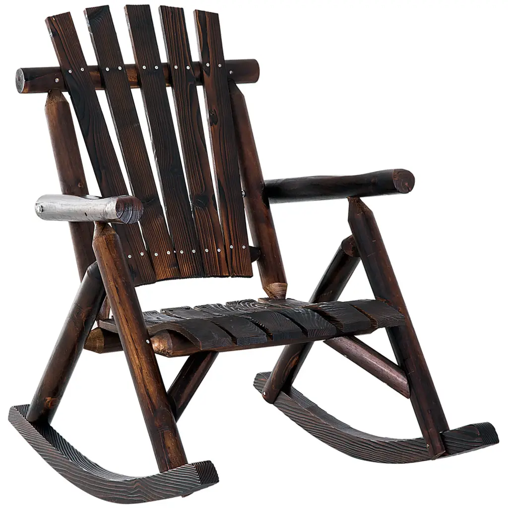 Outsunny Outdoor Wooden Rocking Chair Rustic Adirondack Rocker Stand aosom business