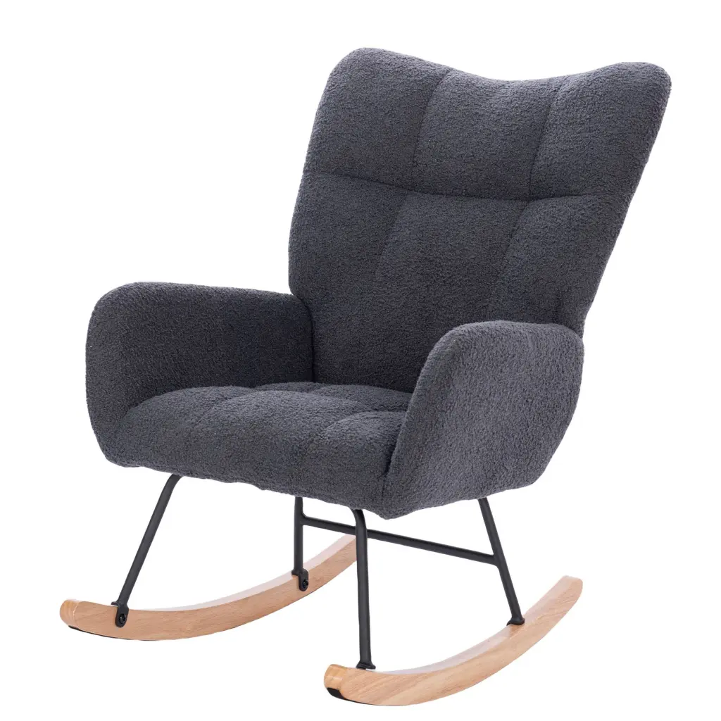 Teddy Upholstered Nursery Rocking Chair Living Room Bedroom Dark Green ergopro