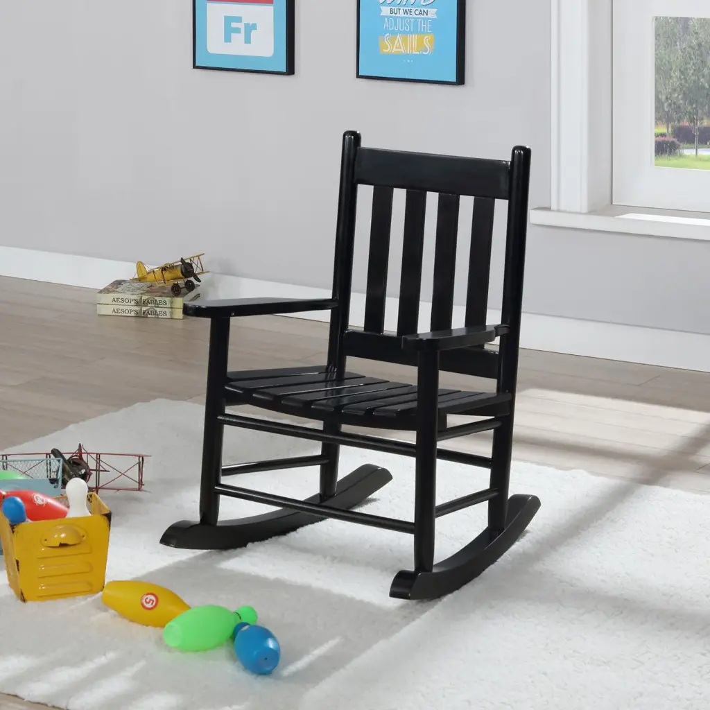 Black Slat Back Youth Rocking Chair Farmhouse Living Space furniture max