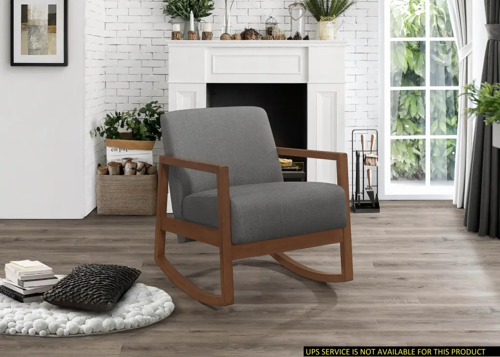1-Piece Modern Plush Cushion Rocker Accent Chair Gray Soft Upholstery kanepe