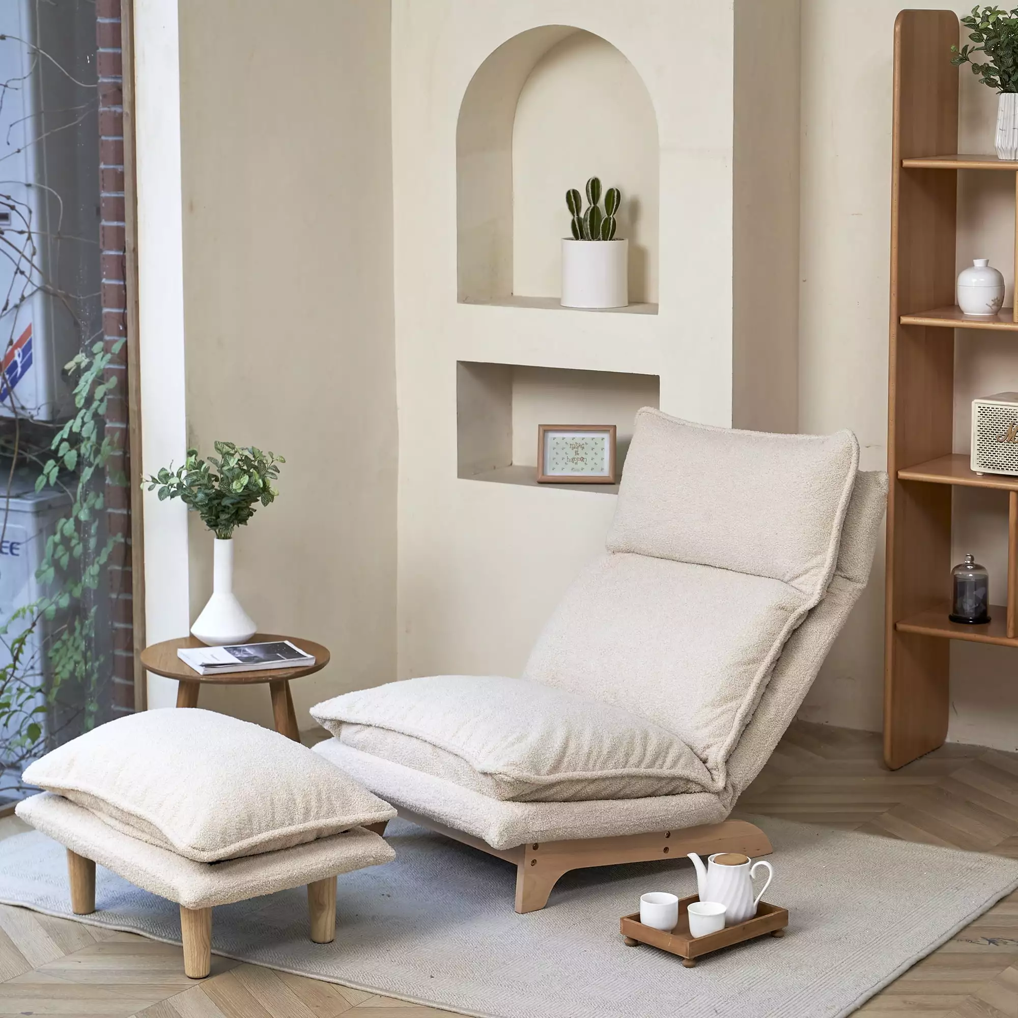 RUIHONGQING Rocking Chair Nursery Teddy Upholstered Glider Rocker High Backrest wildskeeper