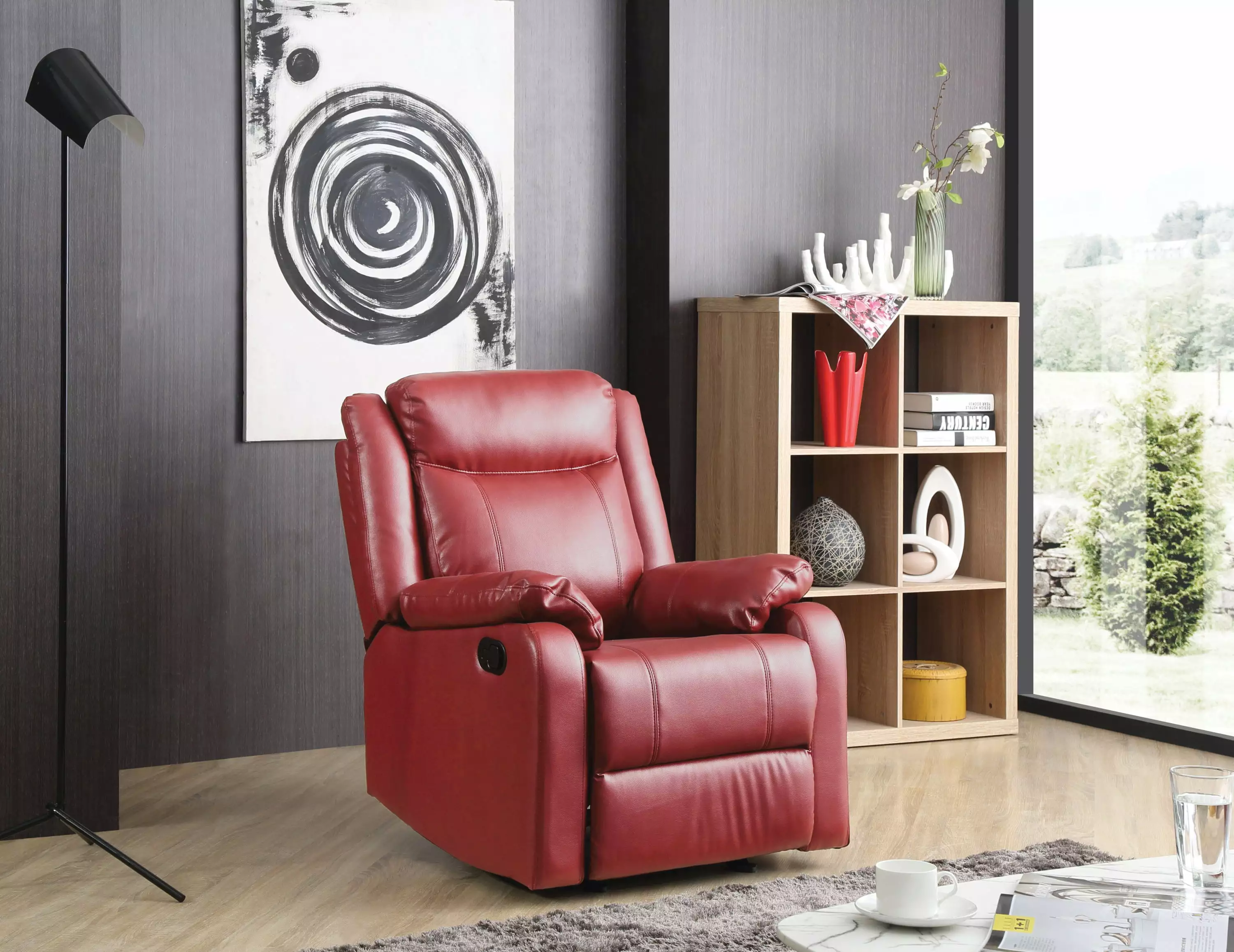 Loren Rocker Recliner Red Stylish Comfortable Chair Go Green Woods