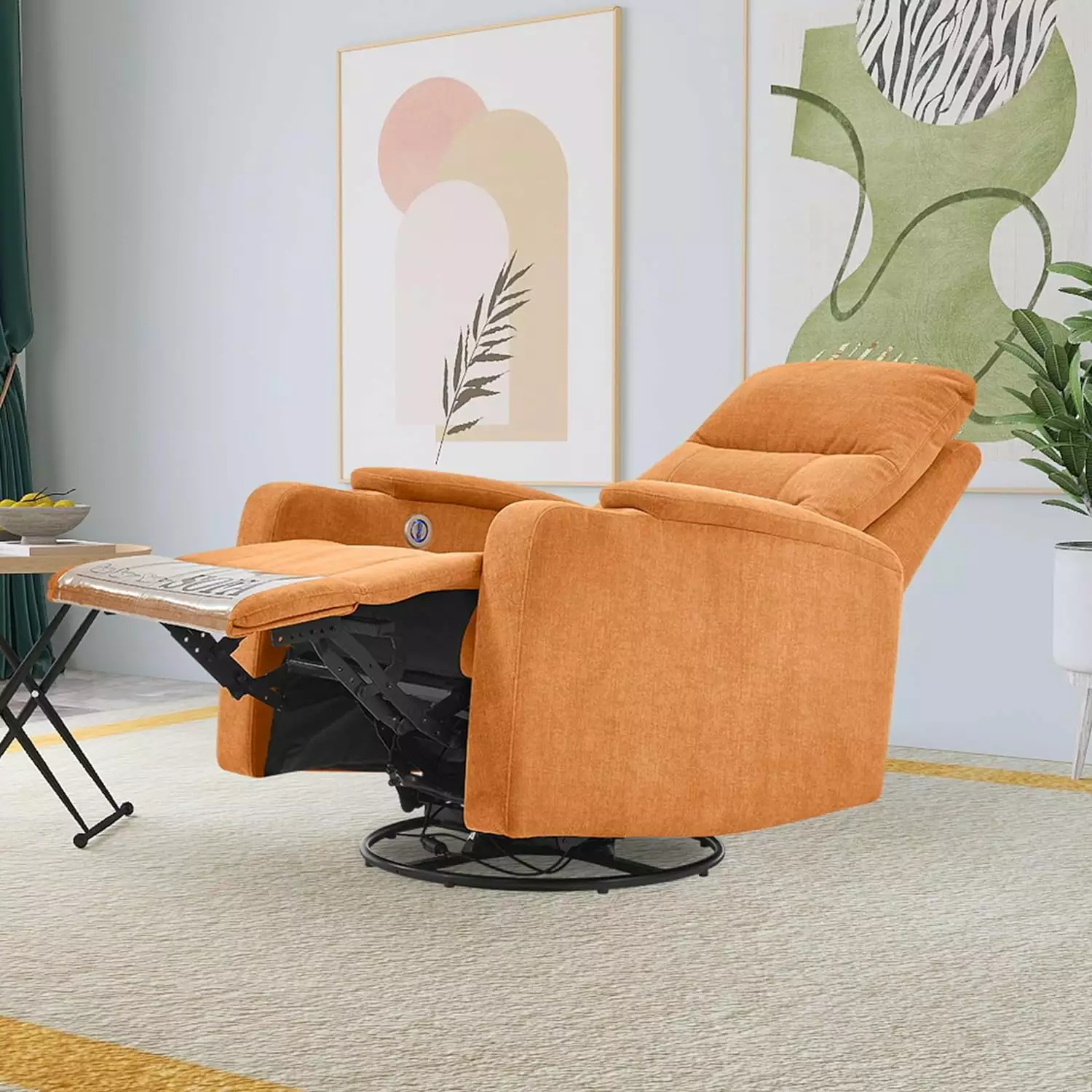 Swivel Rocking Recliner Sofa Chair USB Charge Port and Cup Holder LIUNU