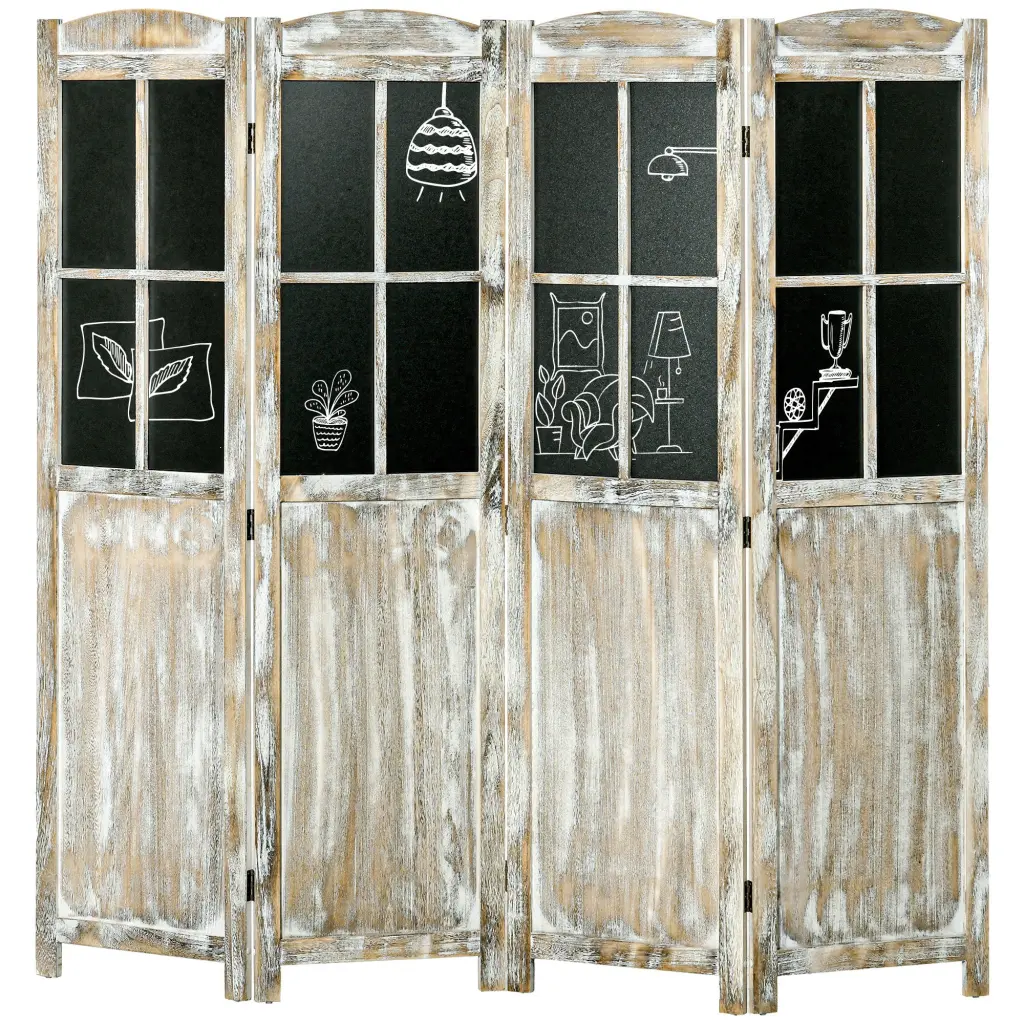 Homcom 4 Panel Room Divider Farmhouse Style 5.6 Feet Tall aosom business