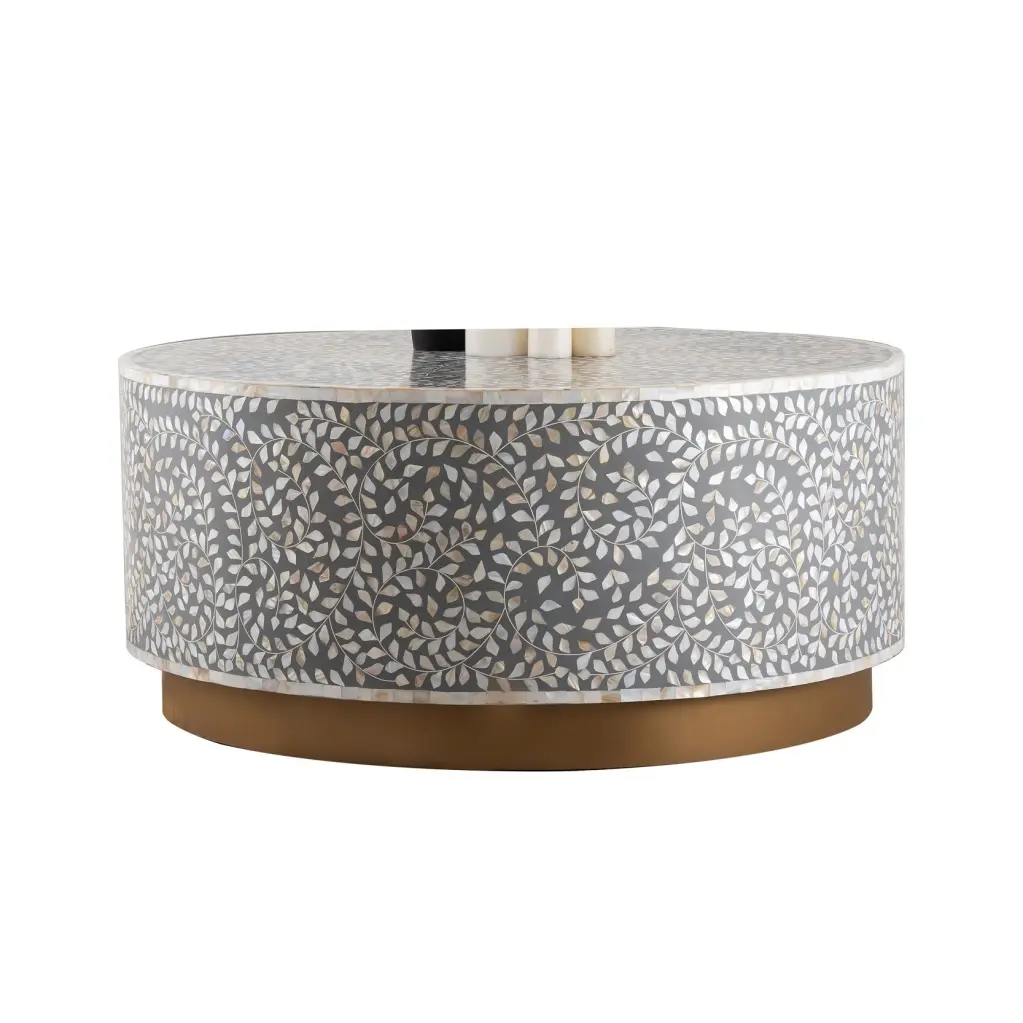 Luxe Coffee Table Gray Round Primary Living Space Coffee & End Table galaxy home furnishings