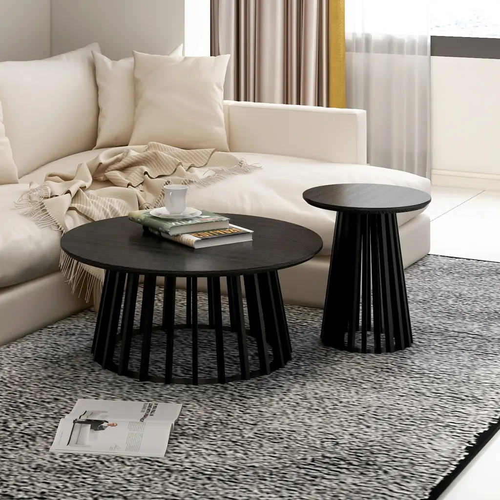 Round Coffee Table Set 2 Grille Molding Bedroom Living Room rnb