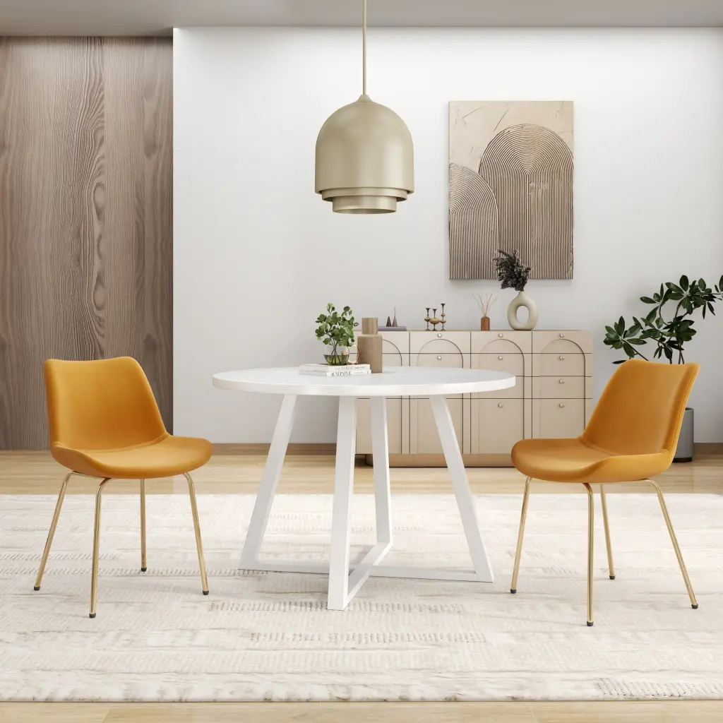 Avant 3 Piece Round Dining Set Trestle Dining Table and 2 Side Chairs hz