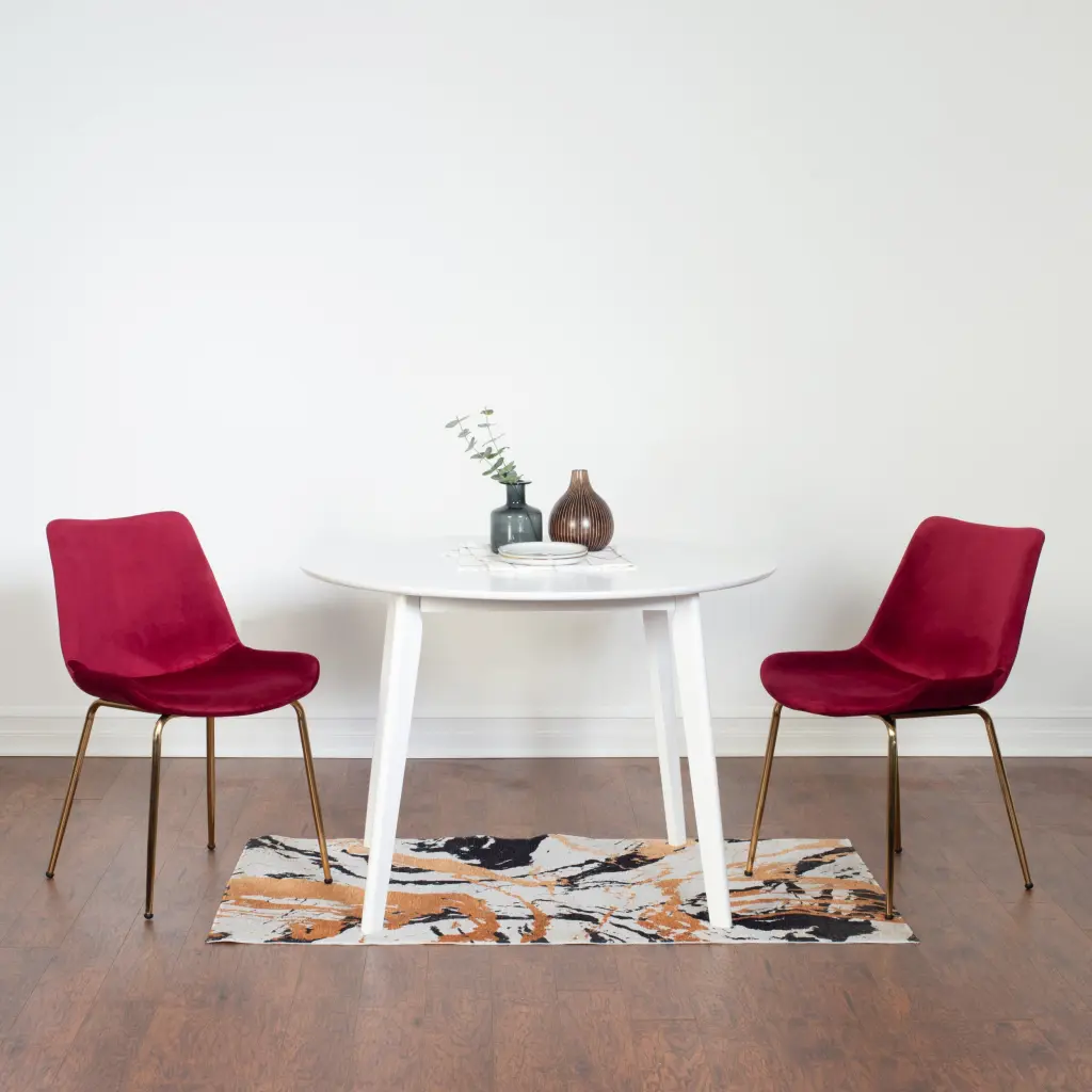 Aufurr Contemporary 3 Piece Dining Set - White Round Table Chairs hz