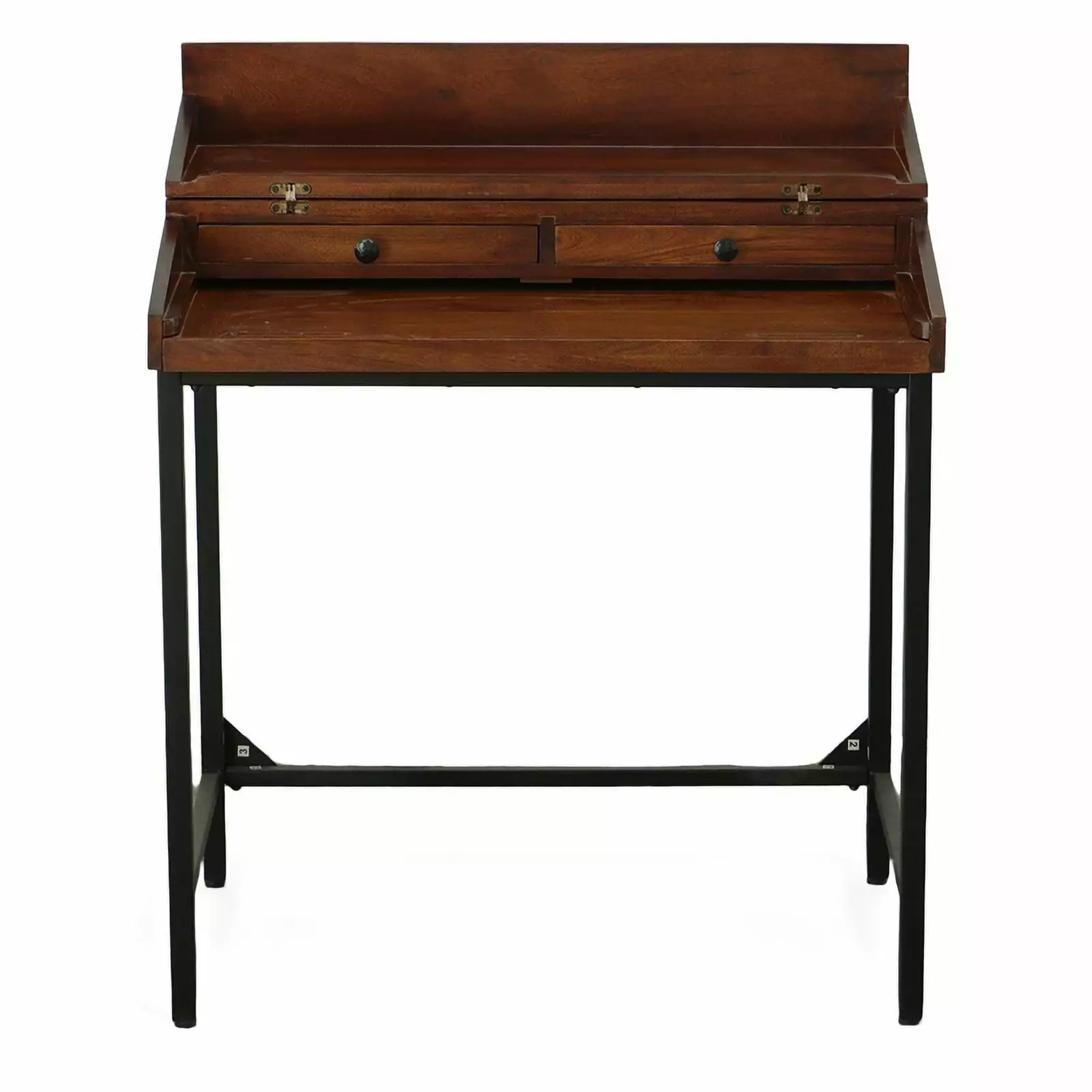 Pemberly Row Modern Rustic Top RTA Writing Desk Chestnut/Black - Ready to Assemble Office Desk