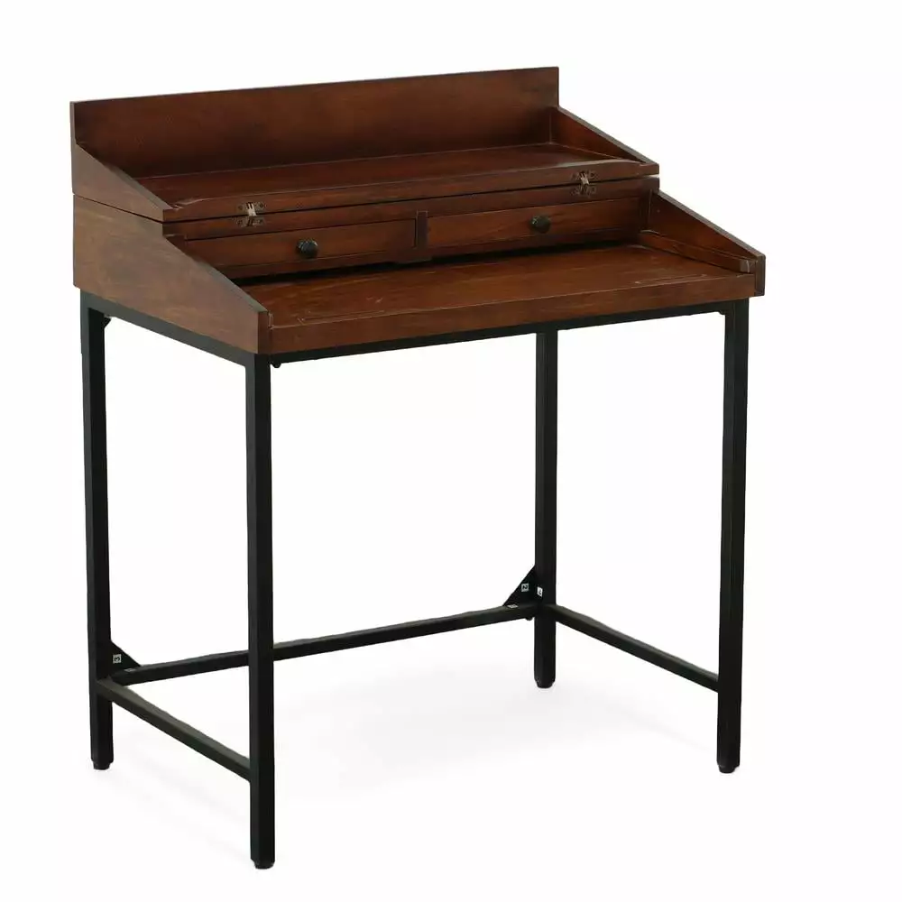 Carolina Classics Raleigh Rustic Top RTA Writing Desk Chestnut and Black Carolina Classic Furniture