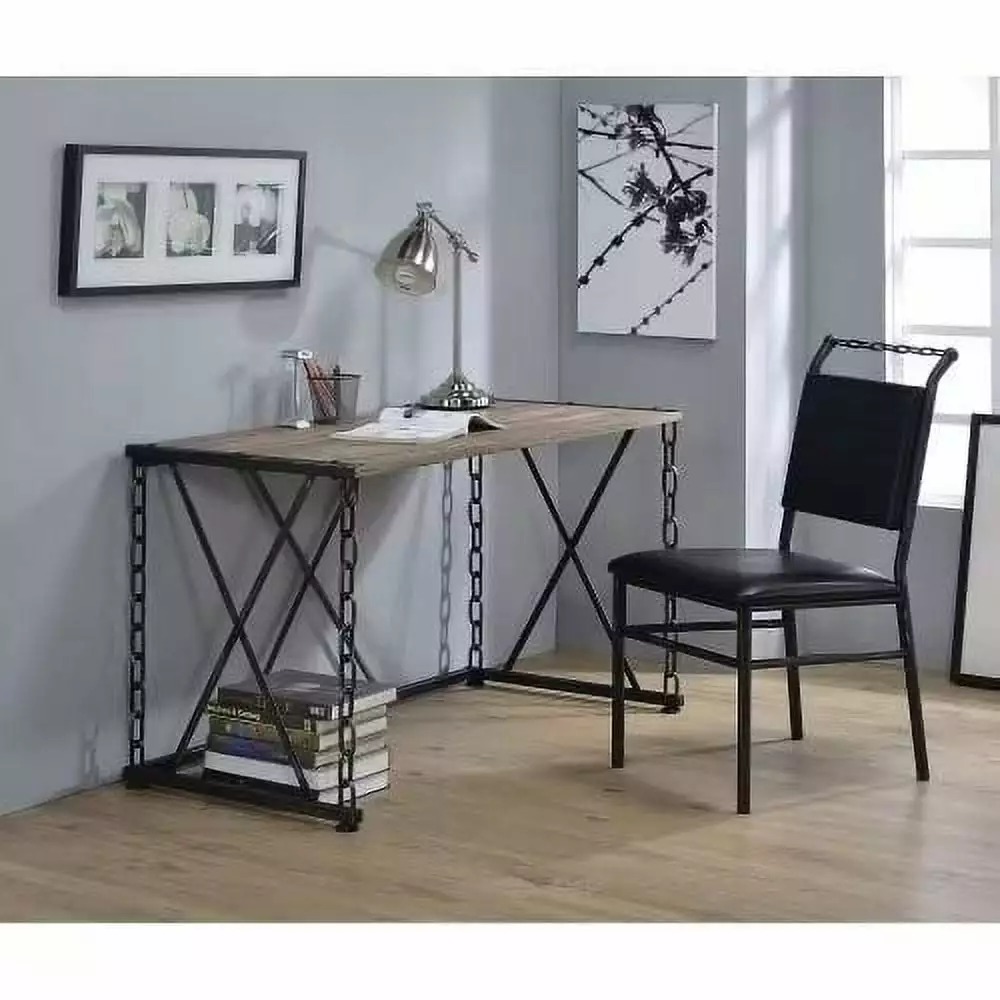 48 Rustic Style Desk Wooden Top and Industrial Metal Base Home Office PC Laptop Desk Space Saving Easy to Assemble JINS & ...
