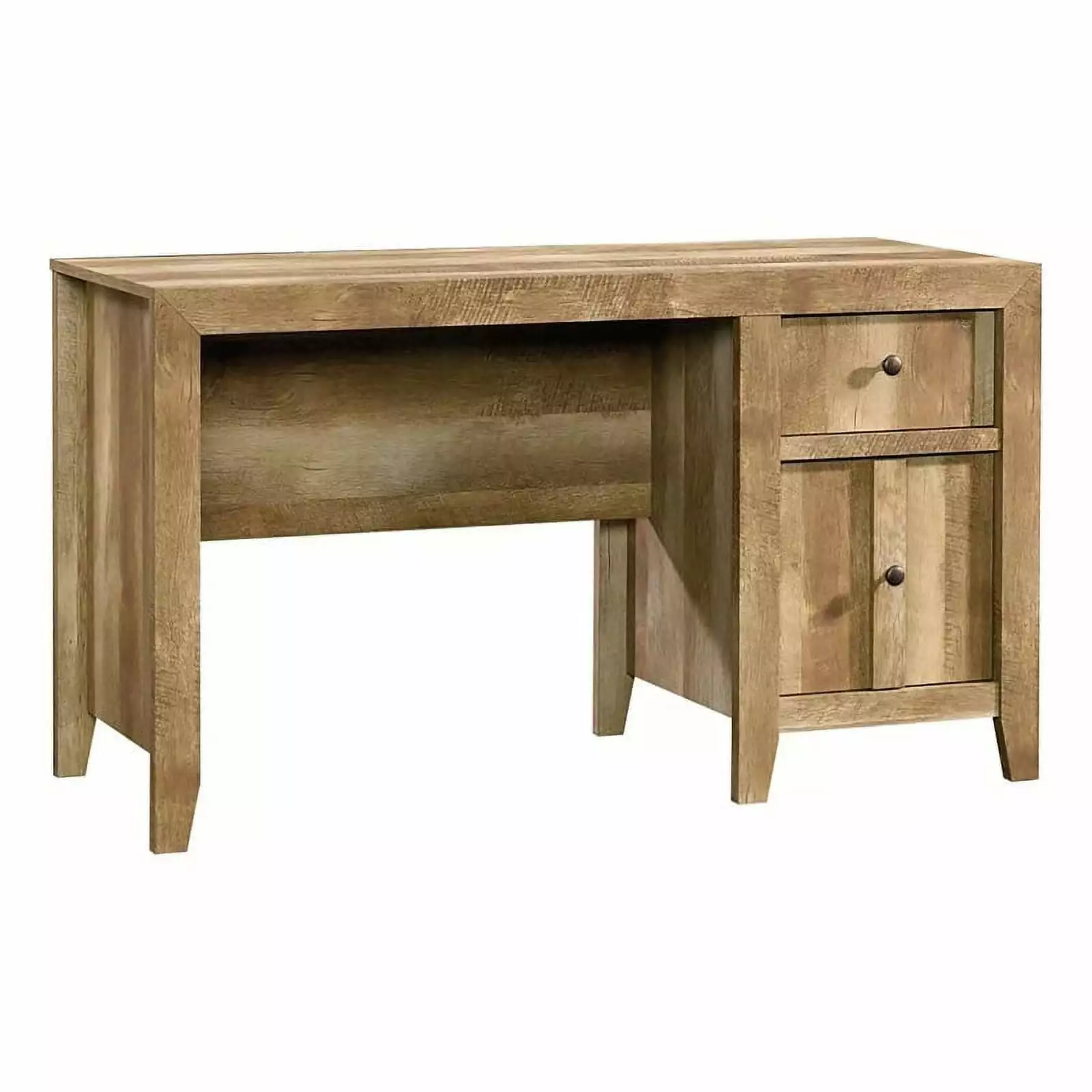 Pemberly Row Rustic Craftsman Oak Computer Desk Drawers Home Office