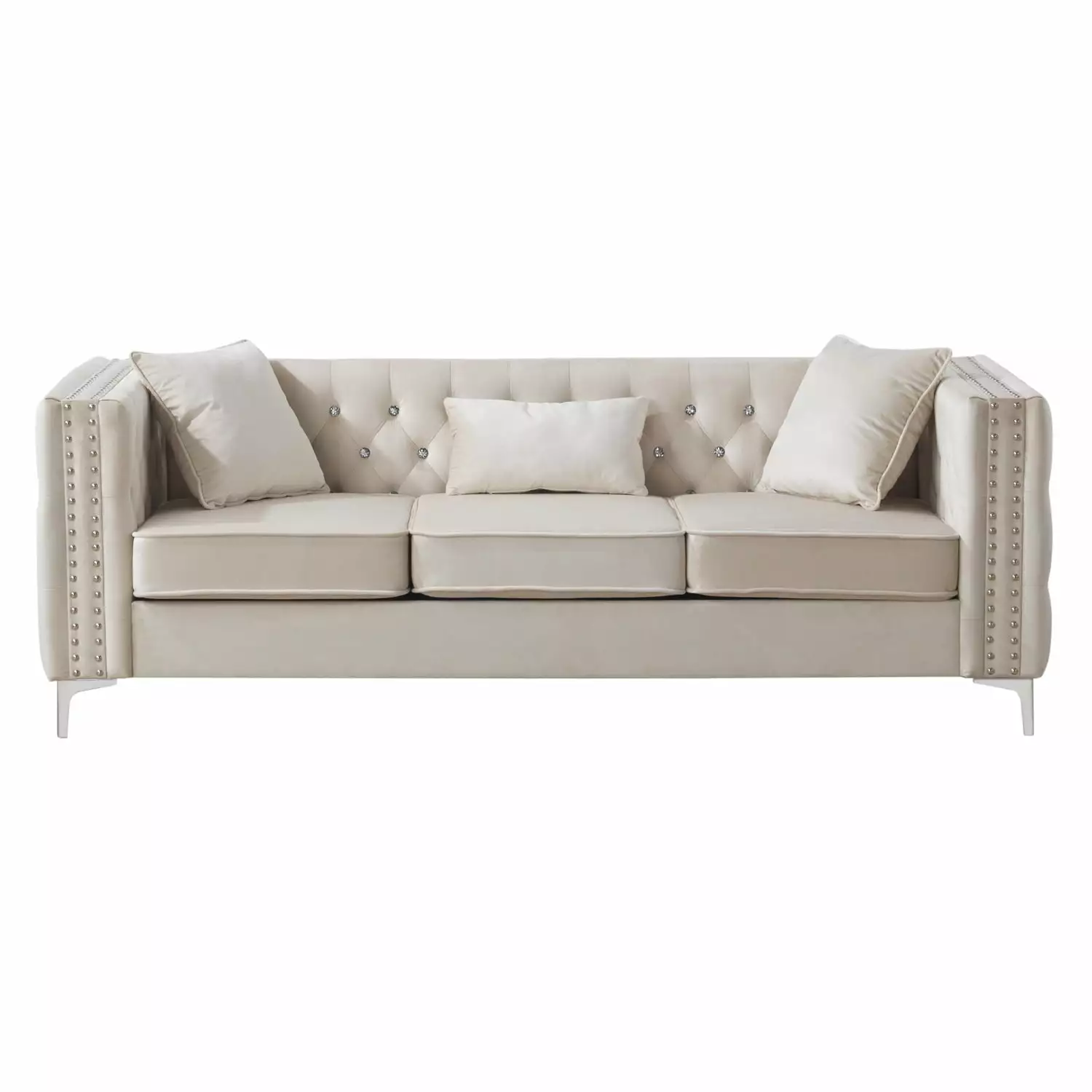 Homestock Rustic Revival Sofa Ivory Vintage Living Room Furniture