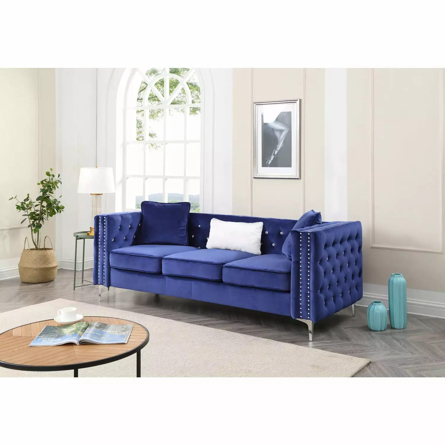 Homestock Rustic Romance G829A-S Sofa Blue Vintage Living Room Furniture