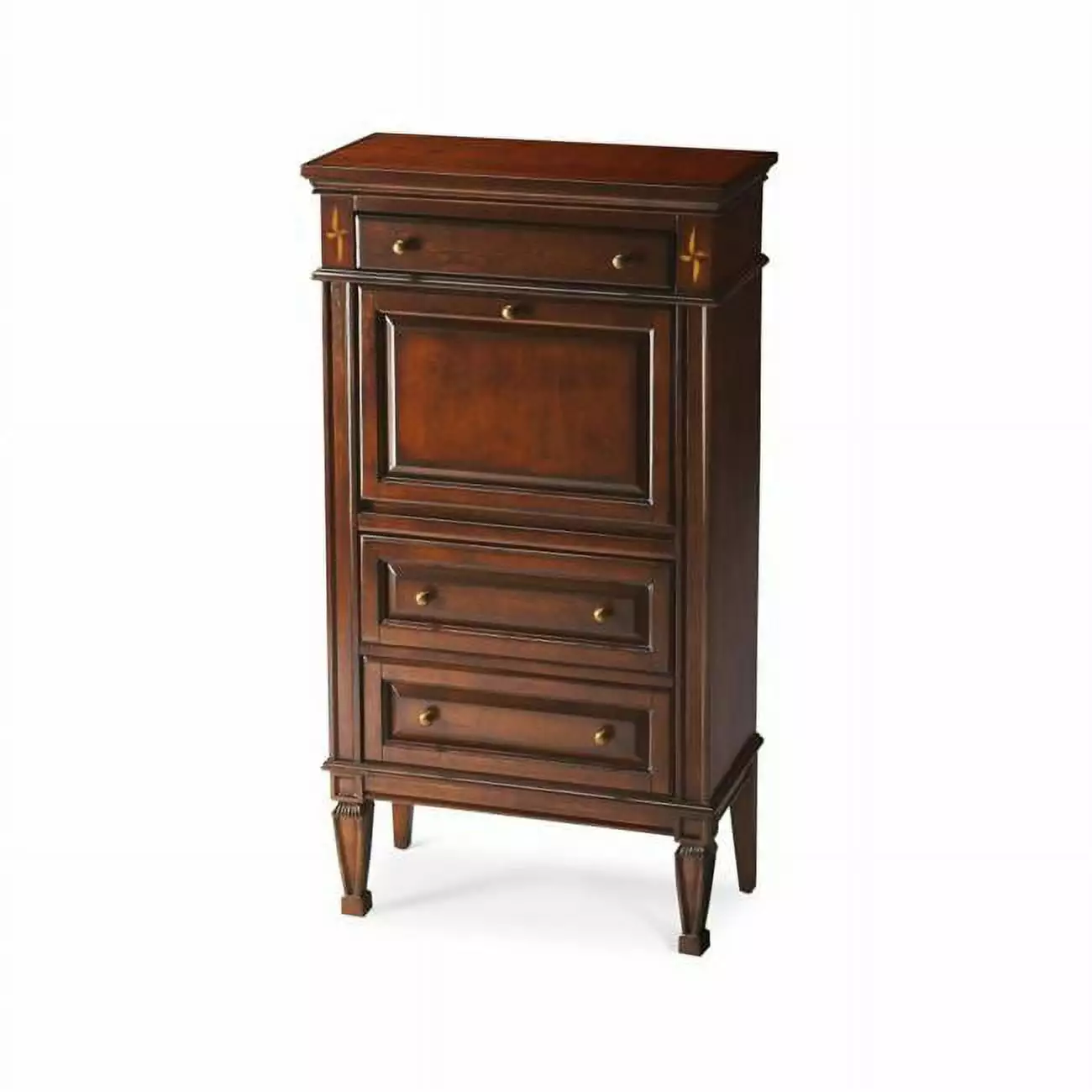 HomeRoots 389425 Classic Deep Secretary Desk Cherry Wood