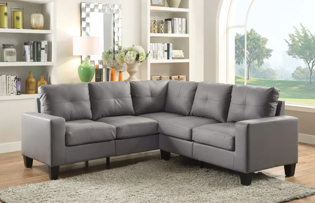 Newbury G461B Gray Sectional Sofa Foam Cushions and PU Upholstery glory furniture