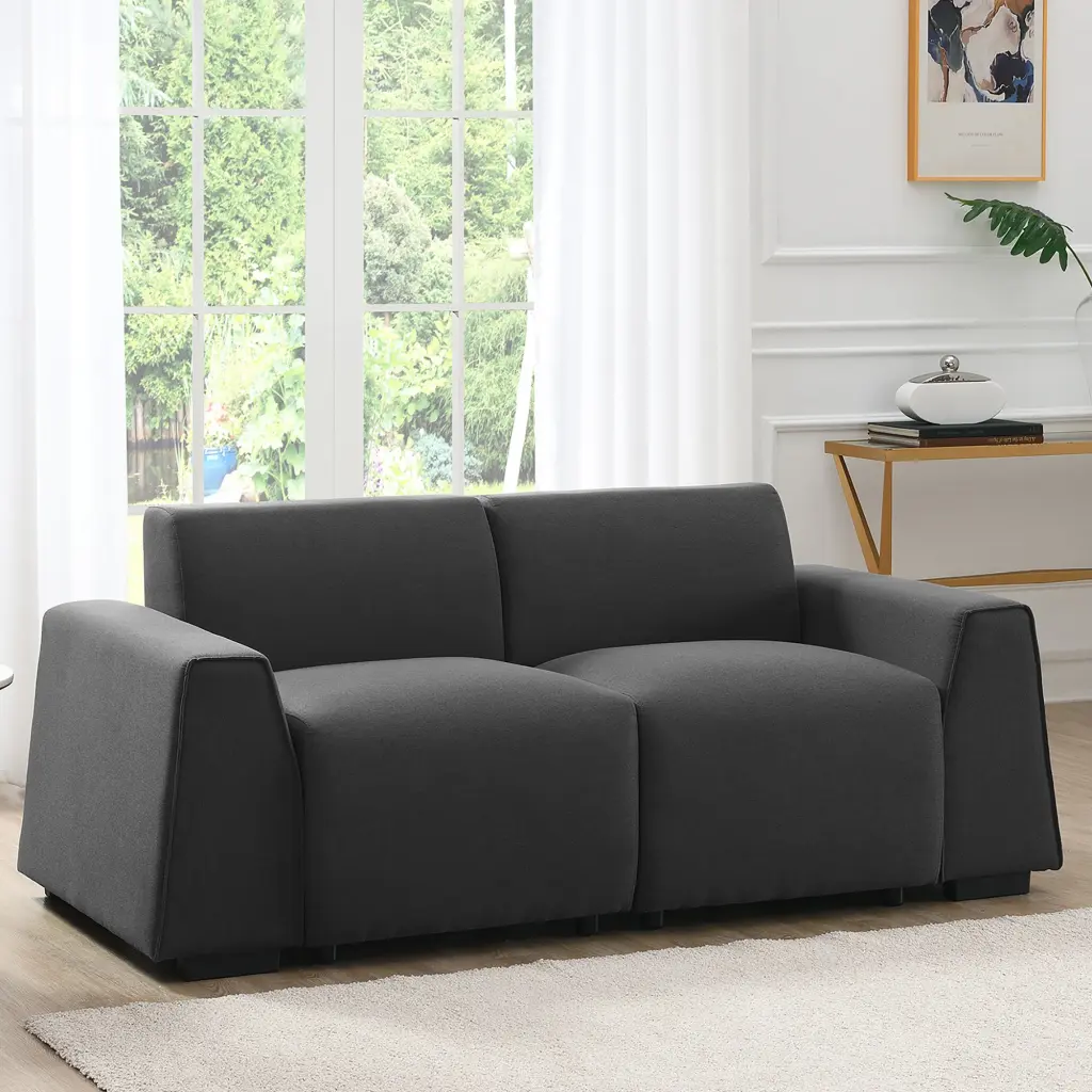 Modern Linen Fabric Sofa 71x35.5 Inch Chic Minimalist 2-3 Seater Couch gt