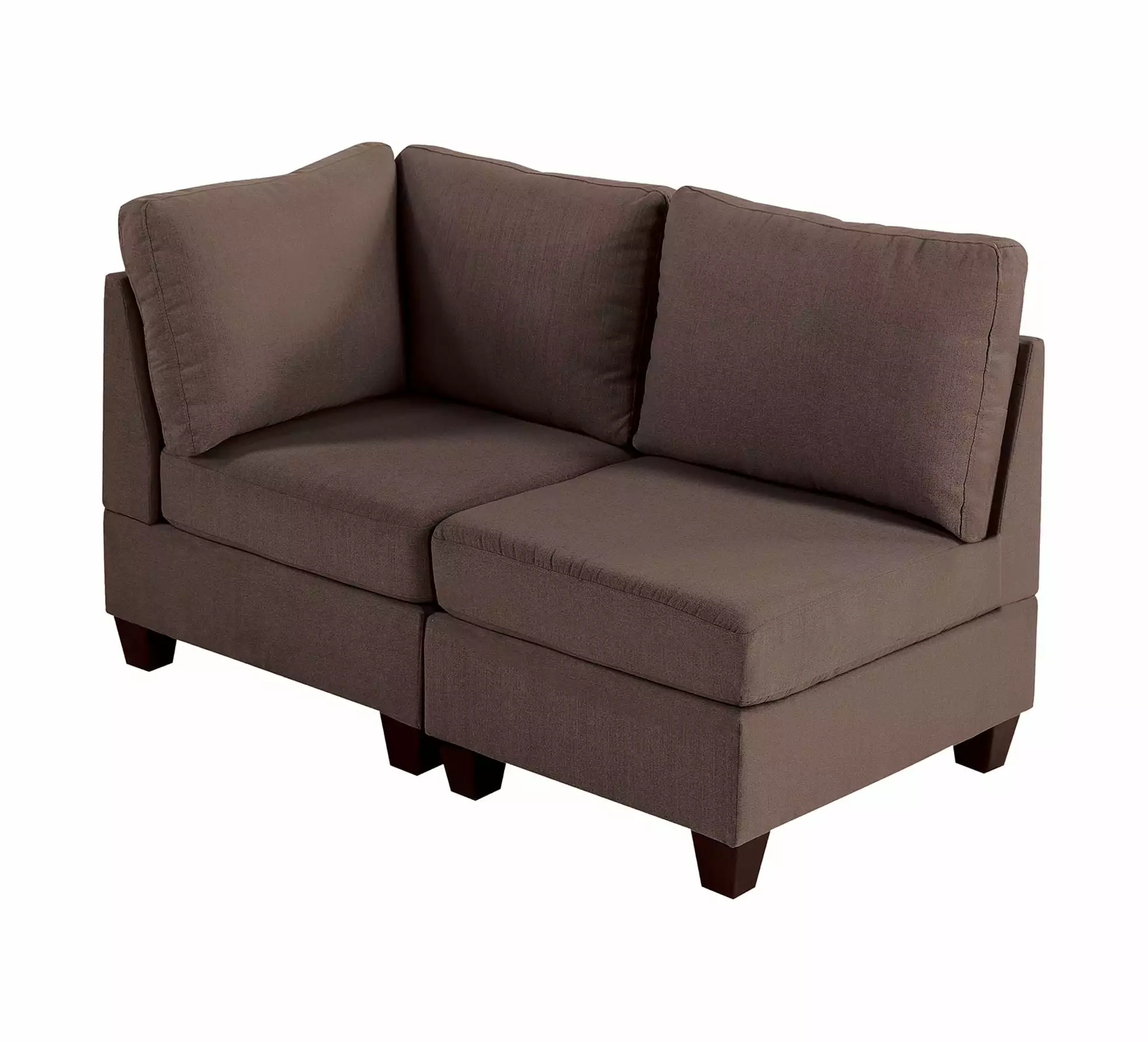 Modern Modular Sectional Sofa Set 2Pc Black Coffee Jamini