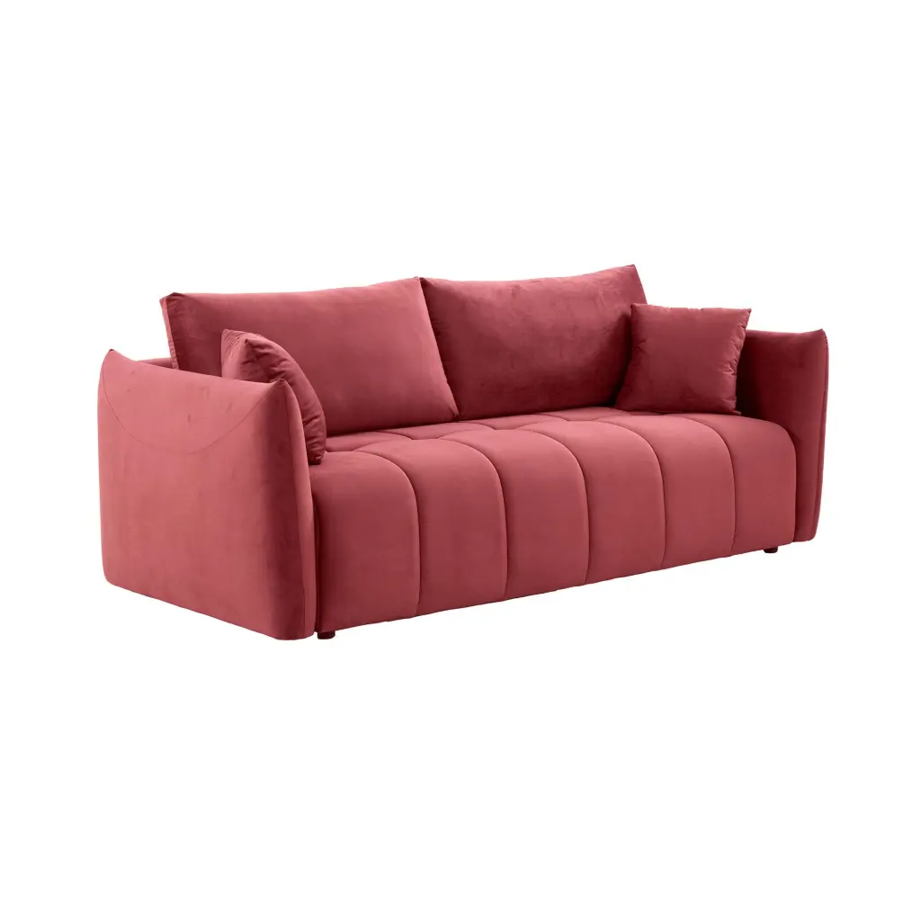 Sectional Sofa 3 Seater Sofa 3 Pillows Velvet Upholstery Living Room Couch justone interior