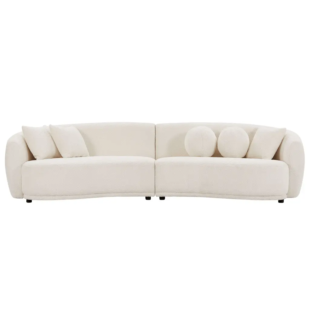 Sofa Soft Comfy Teddy Fabric Upholstered Deep Seat Sectional Couch justone interior