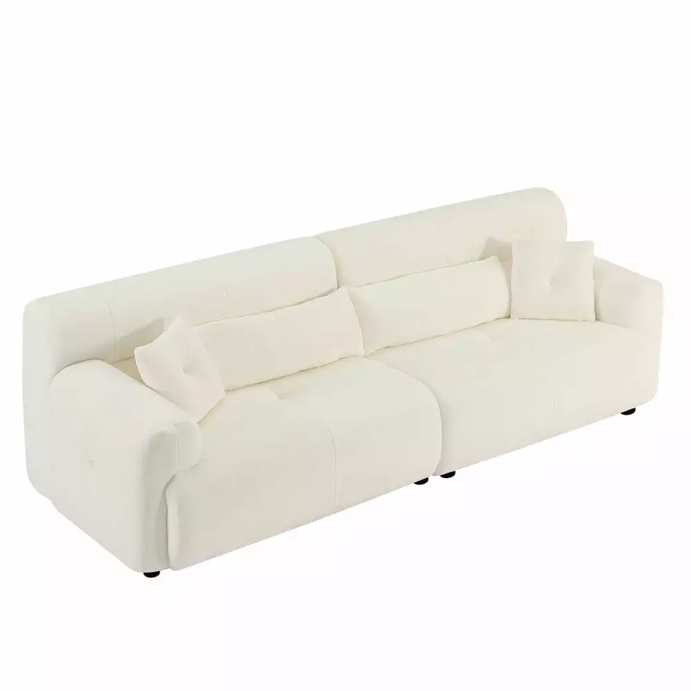 111.81 Inch Modern Upholstered Sectional Sofa 4 Pillows and Deep Seats Large Living Room Kojooin