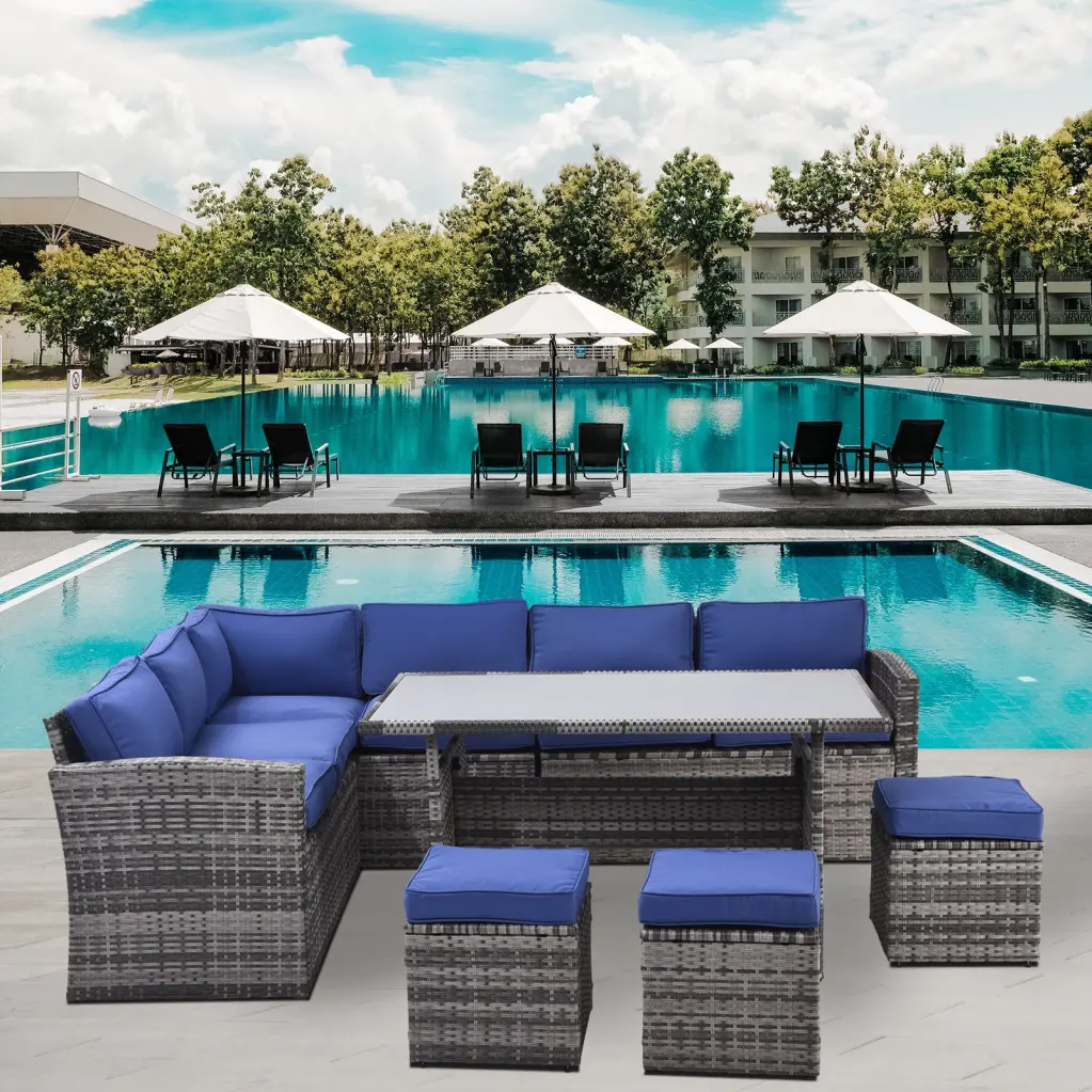 Outdoor Patio Furniture Set 7 Pieces Outdoor Sectional Conversation Sofa koruiten
