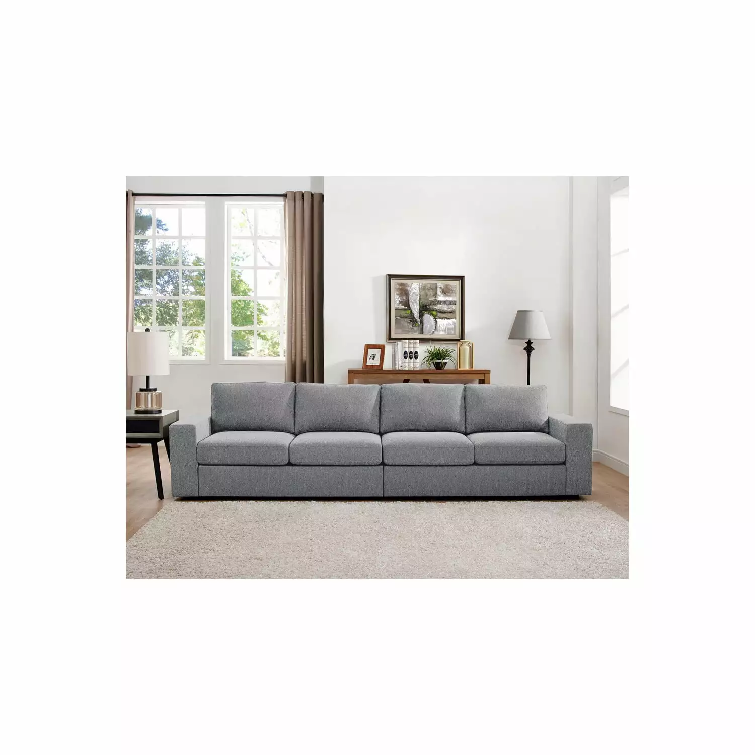 Lilola Home Jules 4 Seater Sofa Light Gray Linen