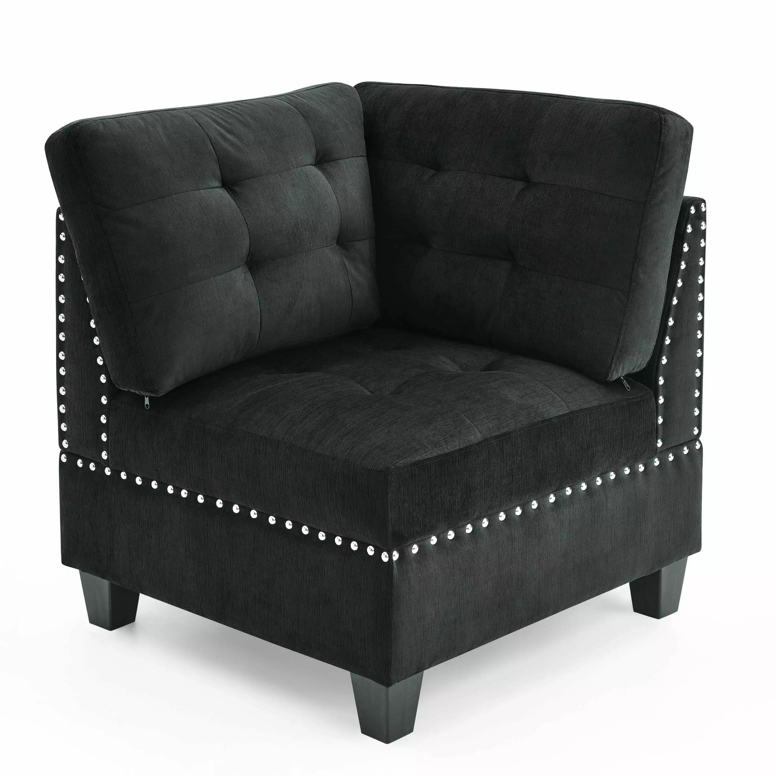 Living Pavilion Corner Sofa Modular Sectional Black Velvet Comfortable Lounge Furniture