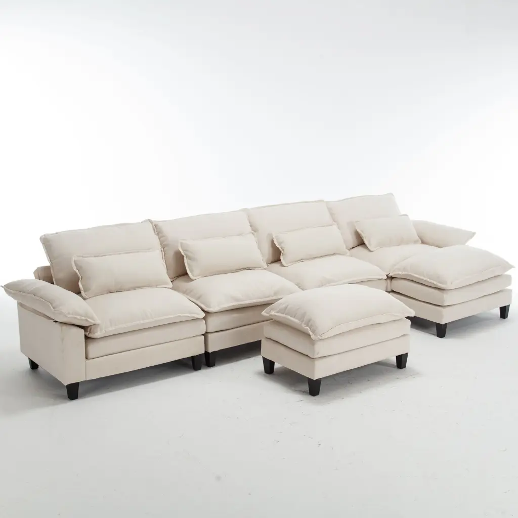 154.8 Inch Oversized Modular Sofa Ice Velvet Large U-Shaped Couch lm home furniture