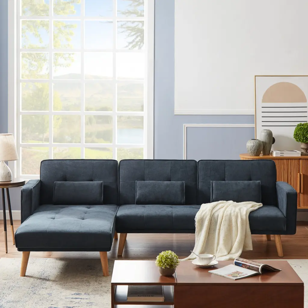 Convertible Sectional Sofa Sleeper Left Facing L Shaped Sofa Couch Storage meiting furniture