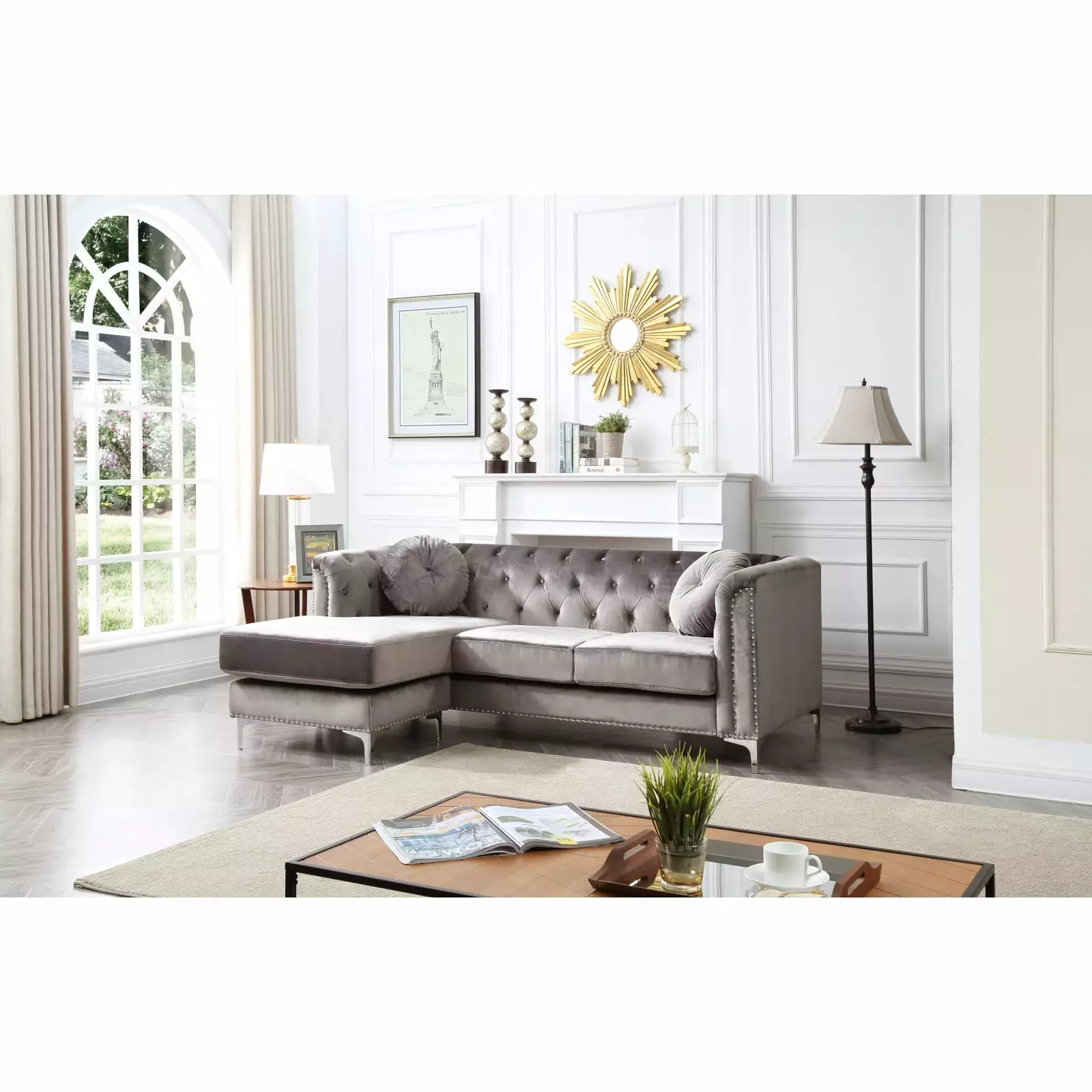 Miekor Furniture Pompano G782B-SC Dark Gray Sofa Chaise 3-Piece Set