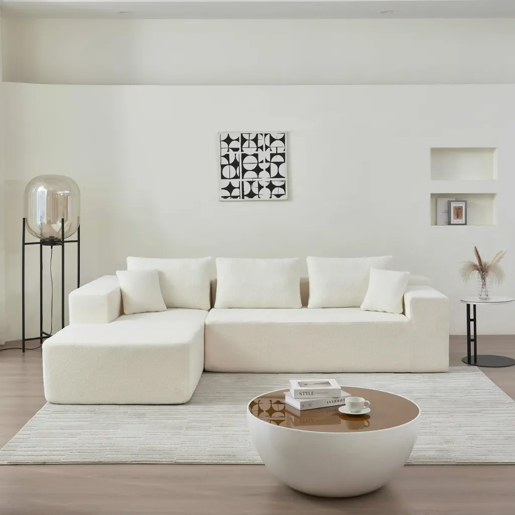 104.33 Inch Sponge Sectional Sofa Couch, L-Shaped Modern Living Room Sofa modasi