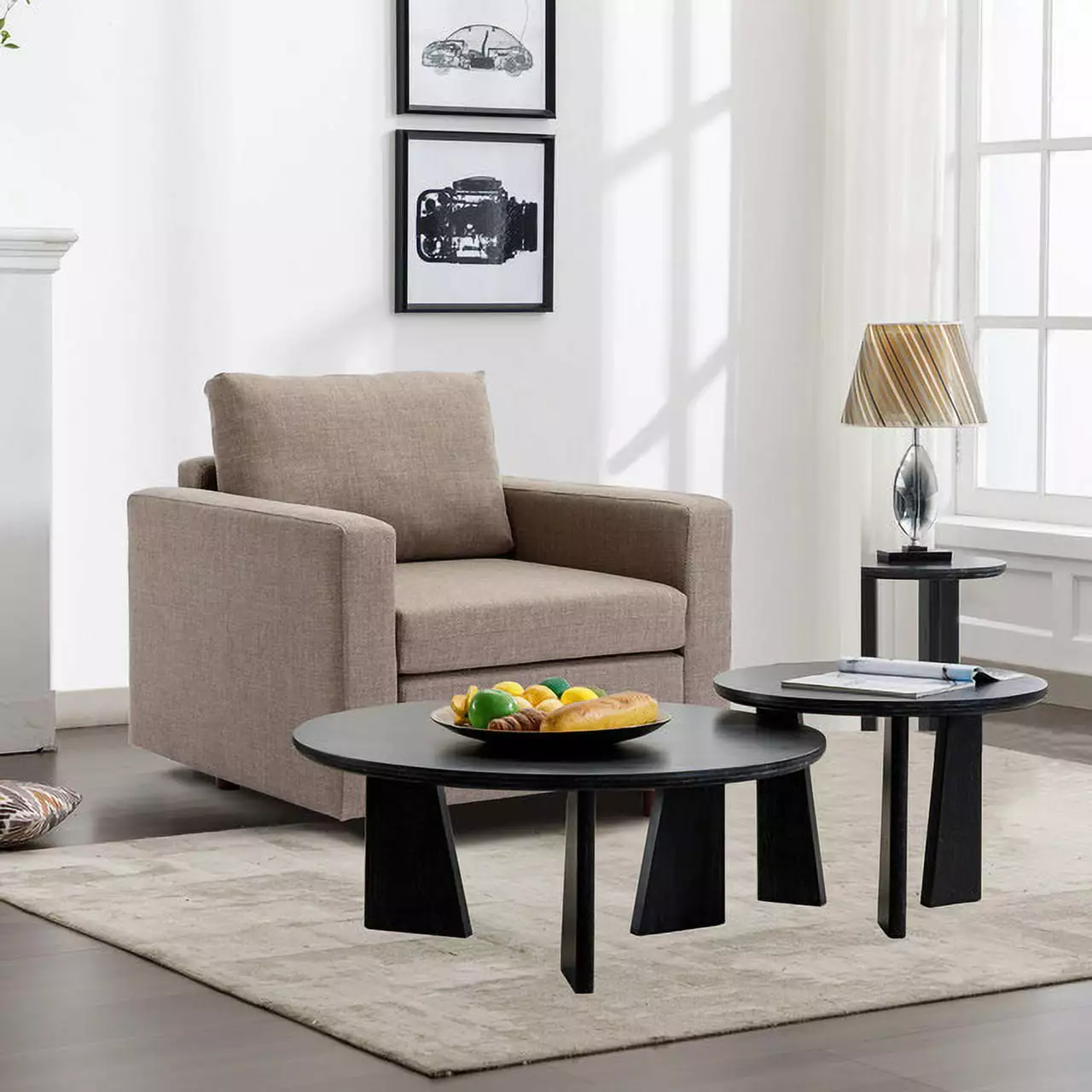 Brown Single Seat Module Sofa Sectional Couch Contemporary Styling Soft Linen Comfort Living Room Lounge Ponnky
