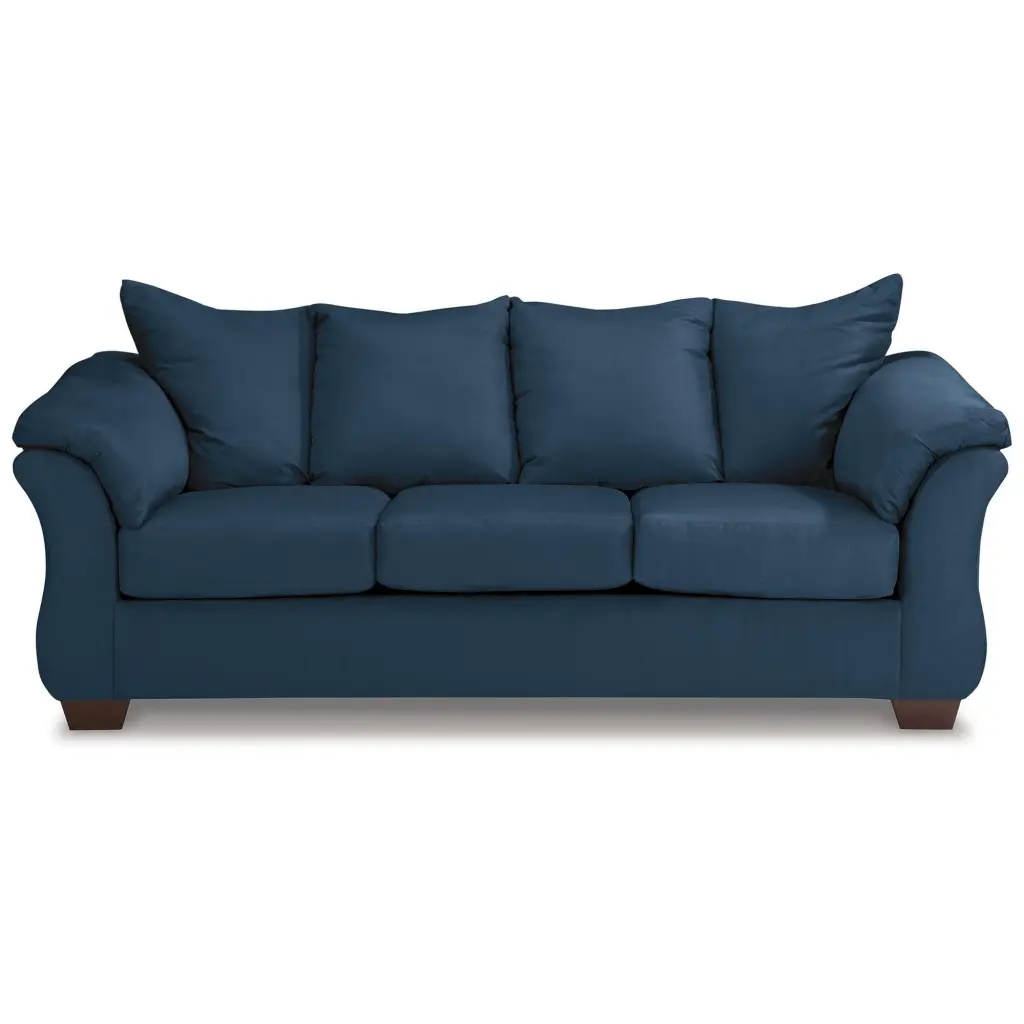 89 Inch Modern Cushioned Sofa Blue Polyester Pillow Top Flared Armrest royal hampton