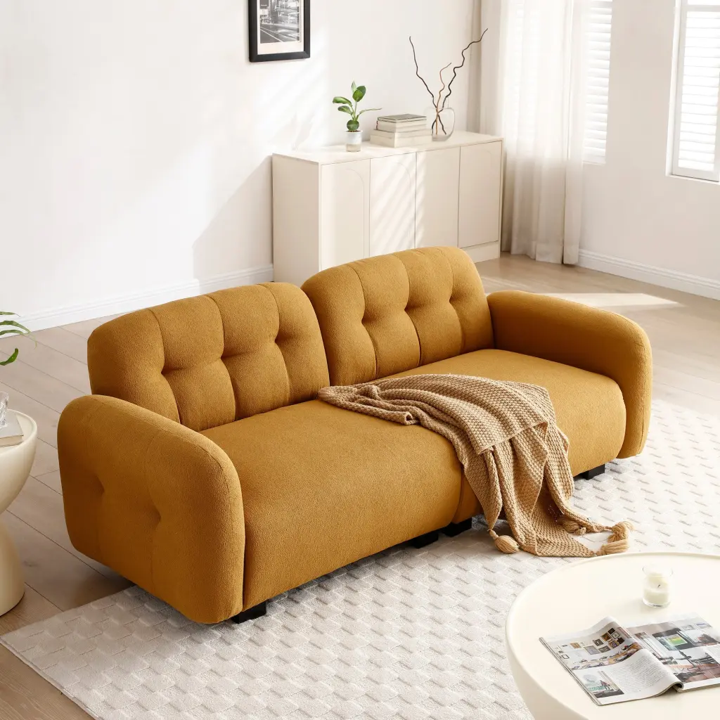81.48'' Modern 3 Seater Teddy Sofa Sectional Wooden Legs Living Room trusting furniture