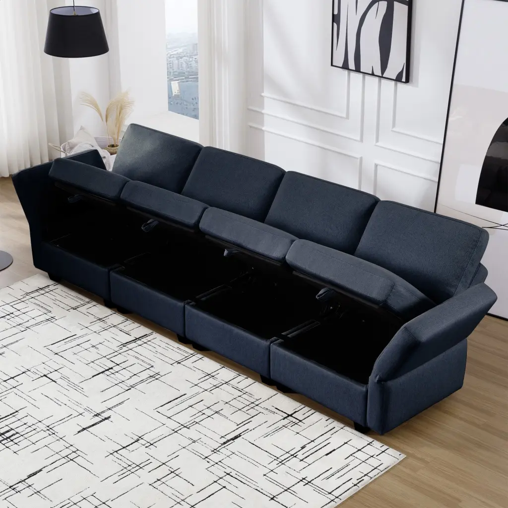 Fabric Modern Modular Sofa Couch Storage Seats Modular Sectional Living Room ui furniture