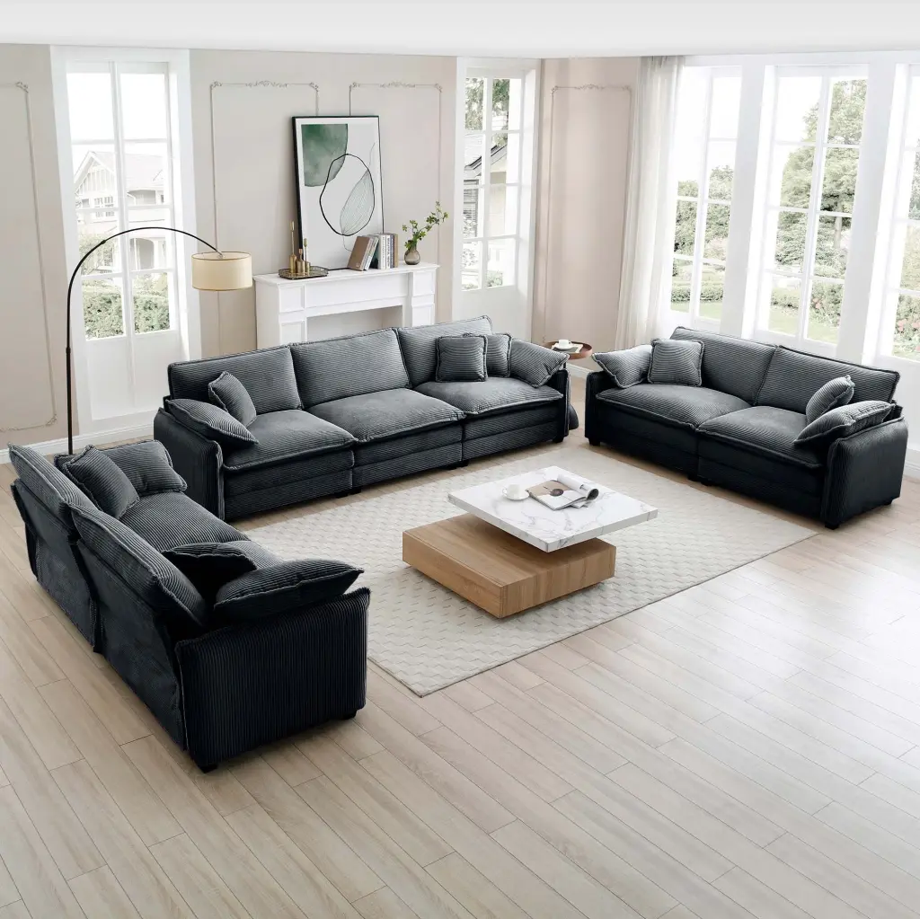 Modern Living Room Sofa 3 Pieces Set Two 2 Seater Sofas And One 3 Seater Sectional ui furniture